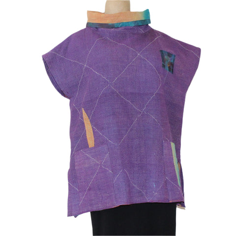 Holly Badgley Cowl Overtunic, Kantha, Plum, S/M