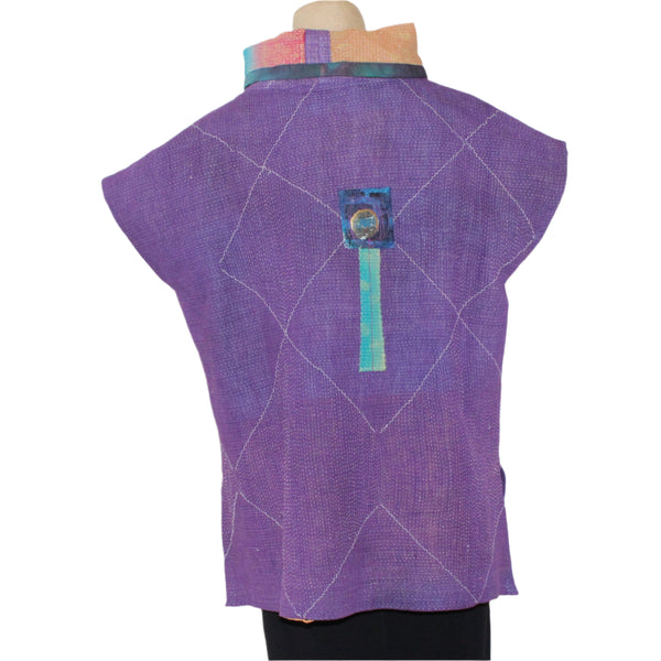 Holly Badgley Cowl Overtunic, Kantha, Plum, S/M