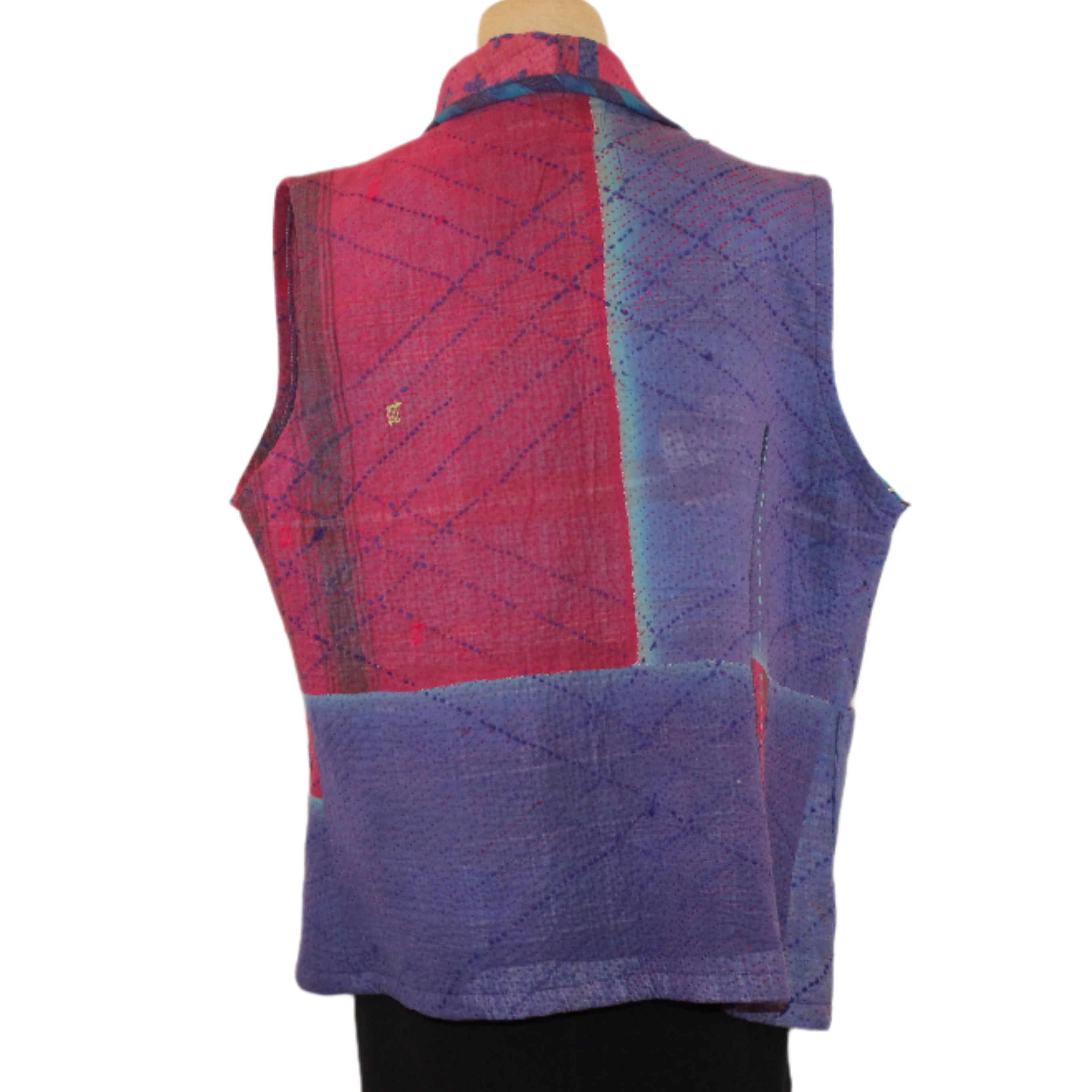 Holly Badgley Kantha Vest, K-nette, Cotton, Turquoise/Plum/Red, M