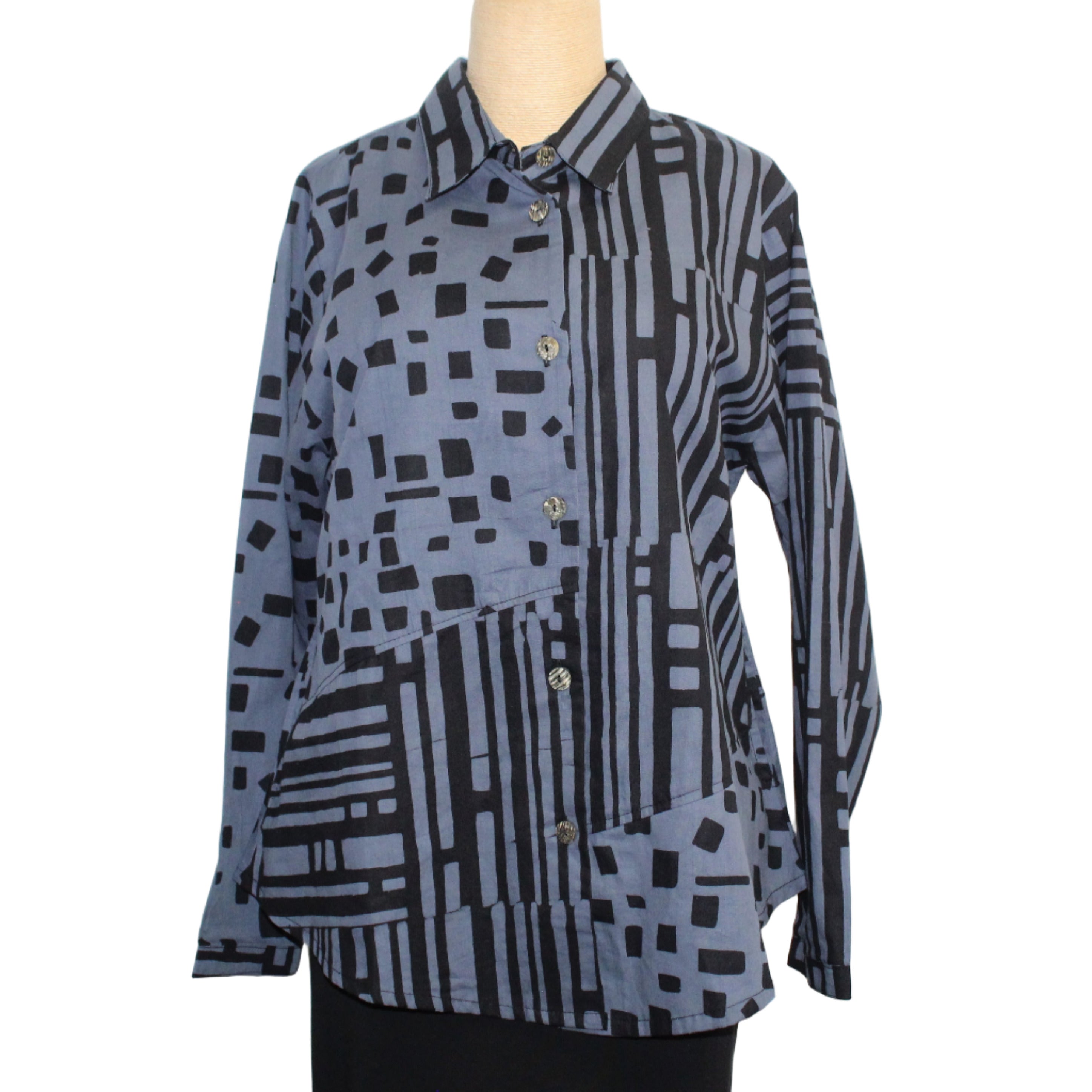 Adverb Shirt, Short Enough, Chip/Fences, Slate/Black XS, S & M
