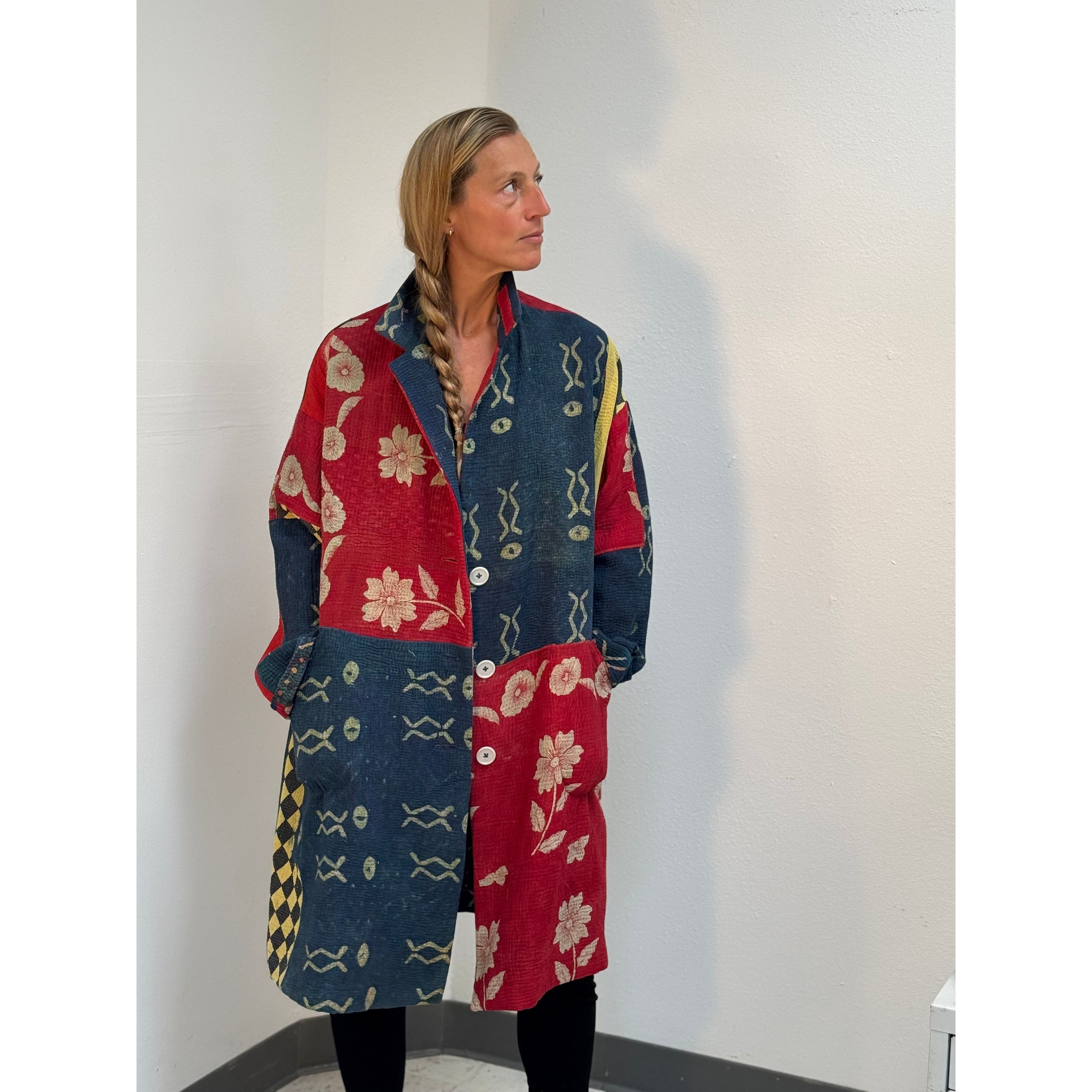 Holly Badgley Coat, Taya Kantha, Blue/Red, L/XL