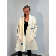 Holly Badgley Coat, Boil Wool, Short, White/Blue, M/L