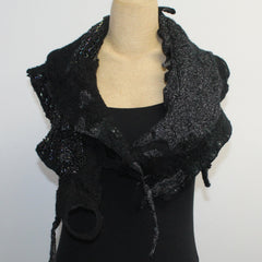 Beth Marx Collar Scarf, Black With Beads