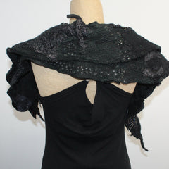 Beth Marx Collar Scarf, Black With Beads