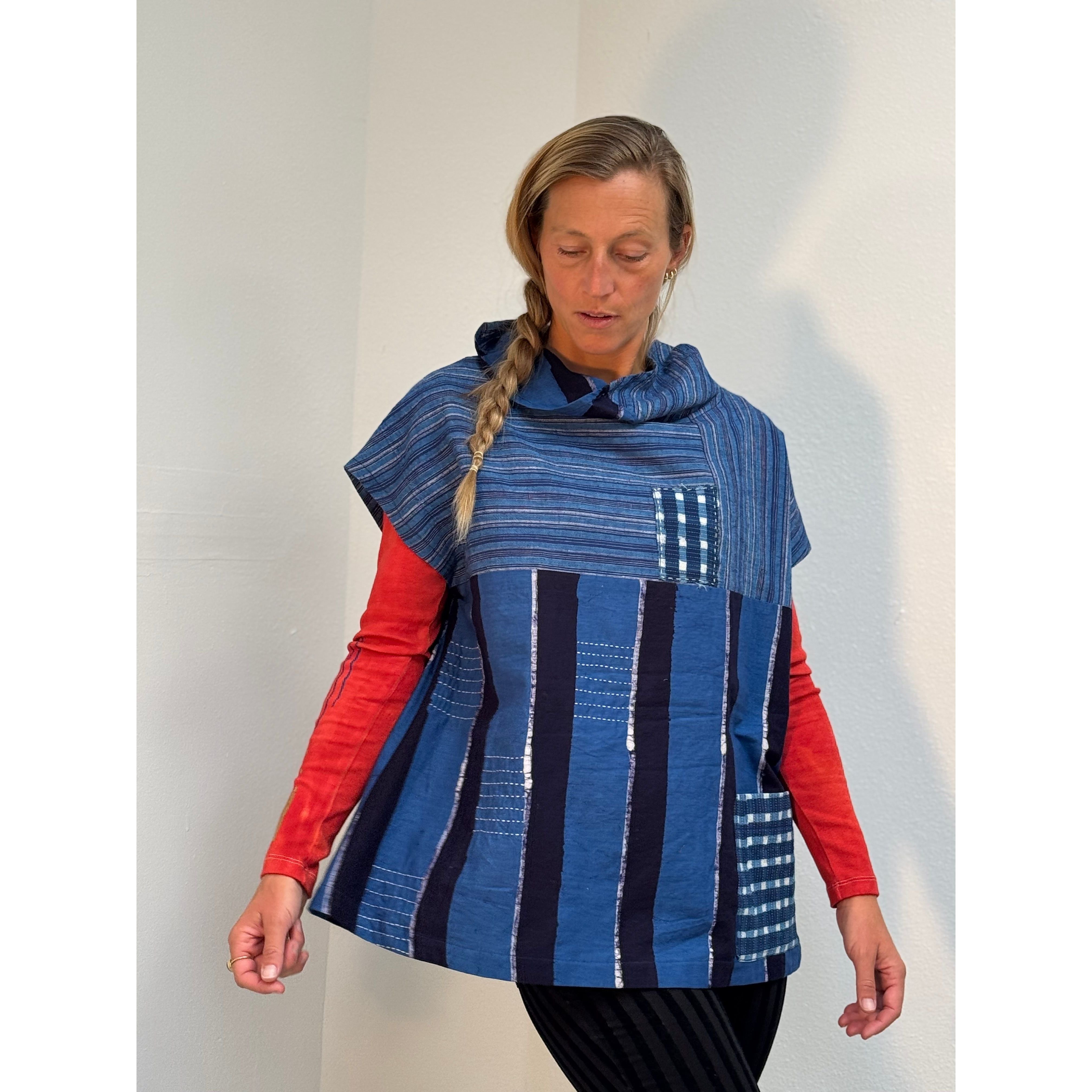Holly Badgley Cowl Overtunic, Blue Cotton, OS