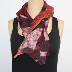 Beth Marx Collar Scarf, Red With Felted Brooch