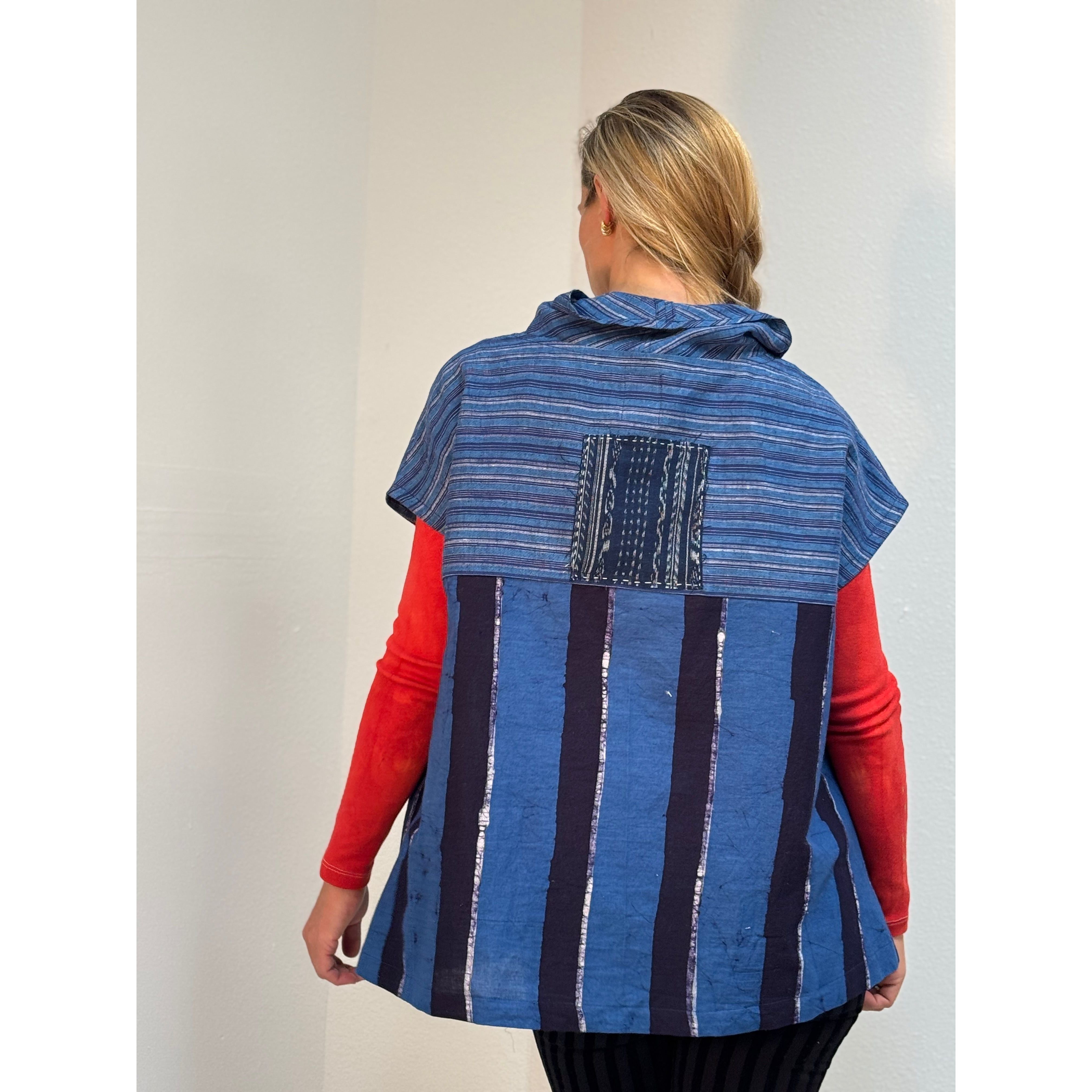Holly Badgley Cowl Overtunic, Blue Cotton, OS