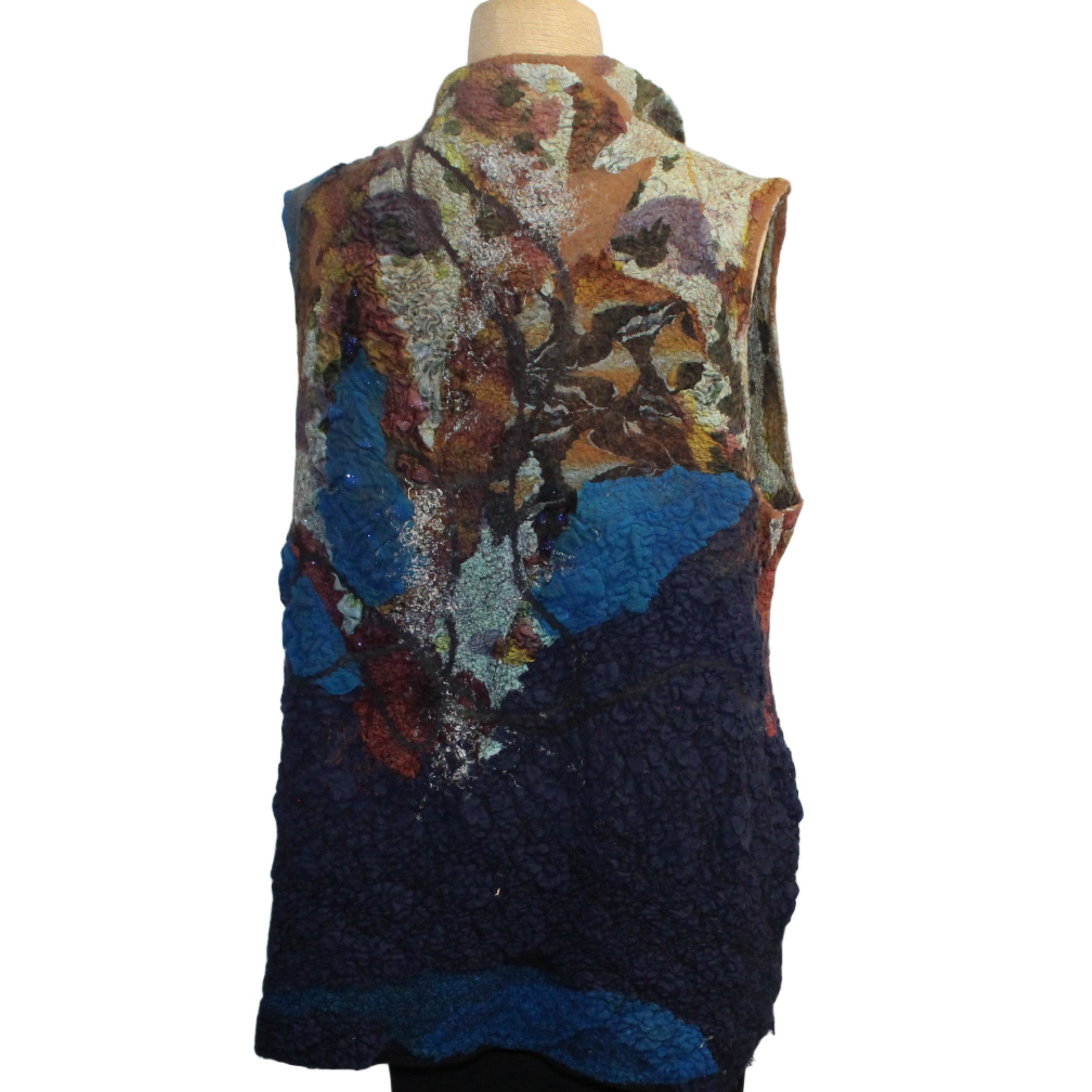 Beth Marx Vest, Navy Lace/Brown/Blue/Rust, S