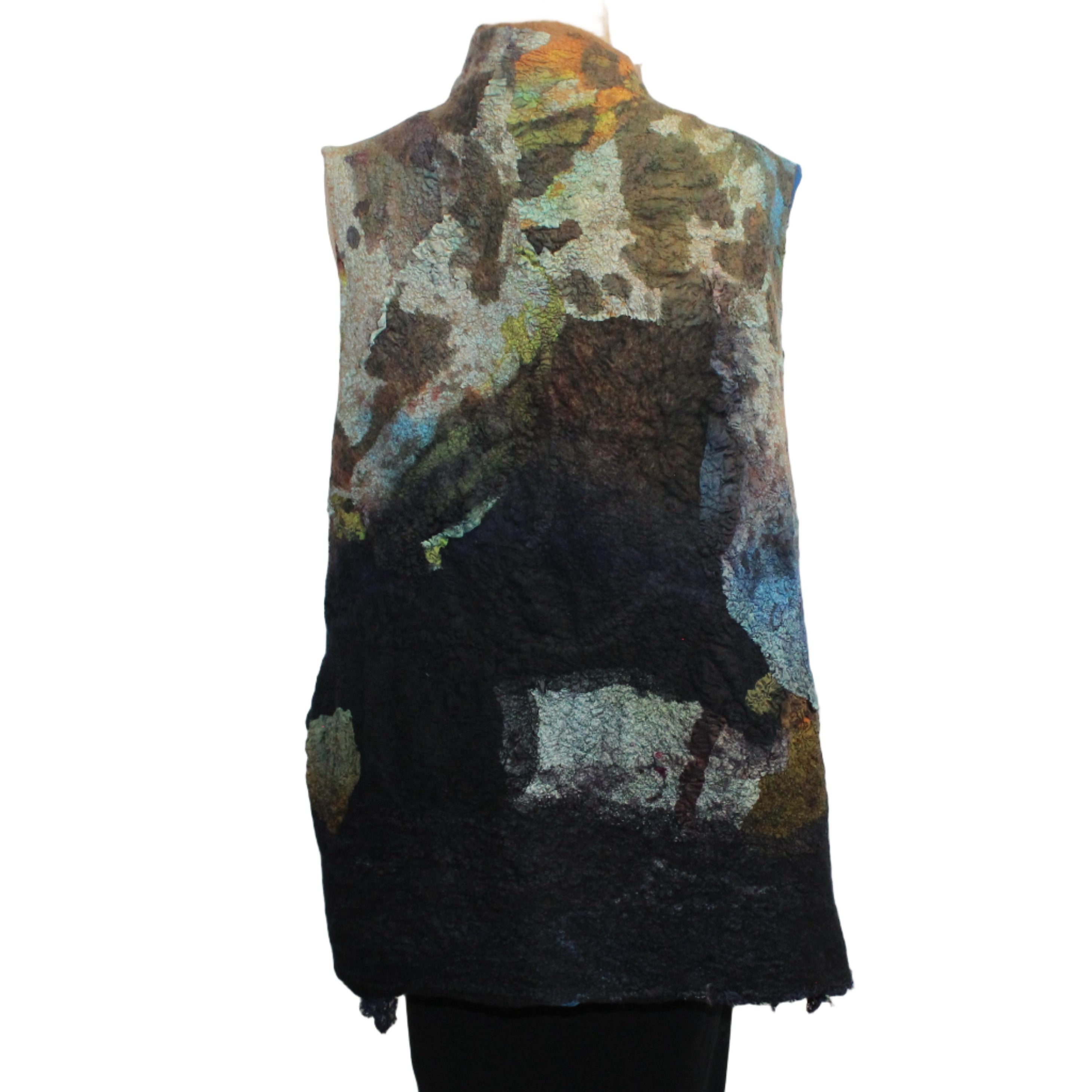 Beth Marx Vest, Navy Lace/Brown/Blue/Rust, S