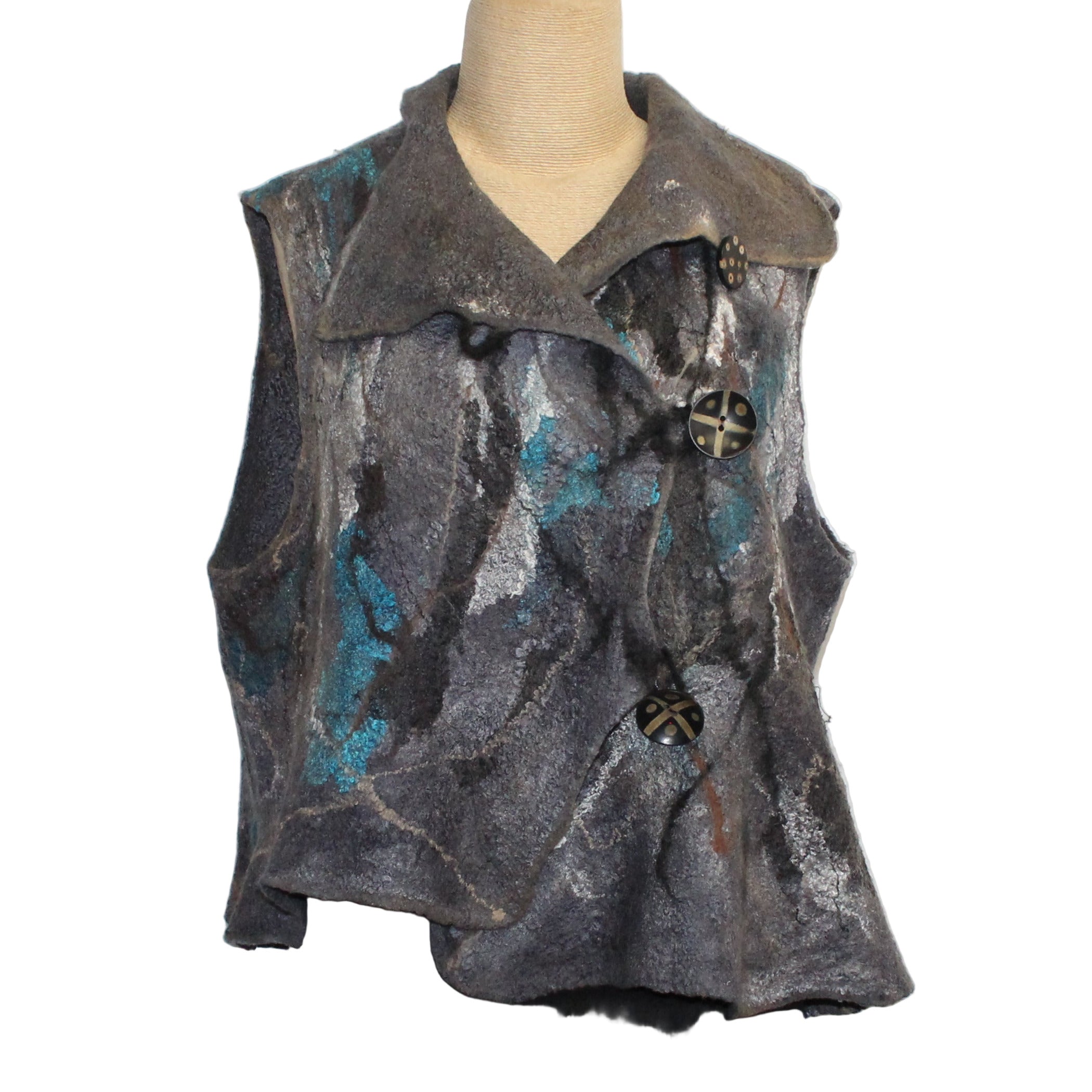 Beth Marx Vest, Grey/Blue/Silver, S/M