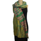 Neeru Kumar Shibori Scarf/Shawl, Rose/Green/Blue/Gold
