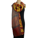 Neeru Kumar Shibori Scarf/Shawl, Marigold/Red/Blue/Orange/Tan