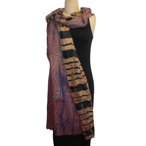 Neeru Kumar Shibori Scarf/Shawl, Gold/Rose/Black/Grey/Blue/Red