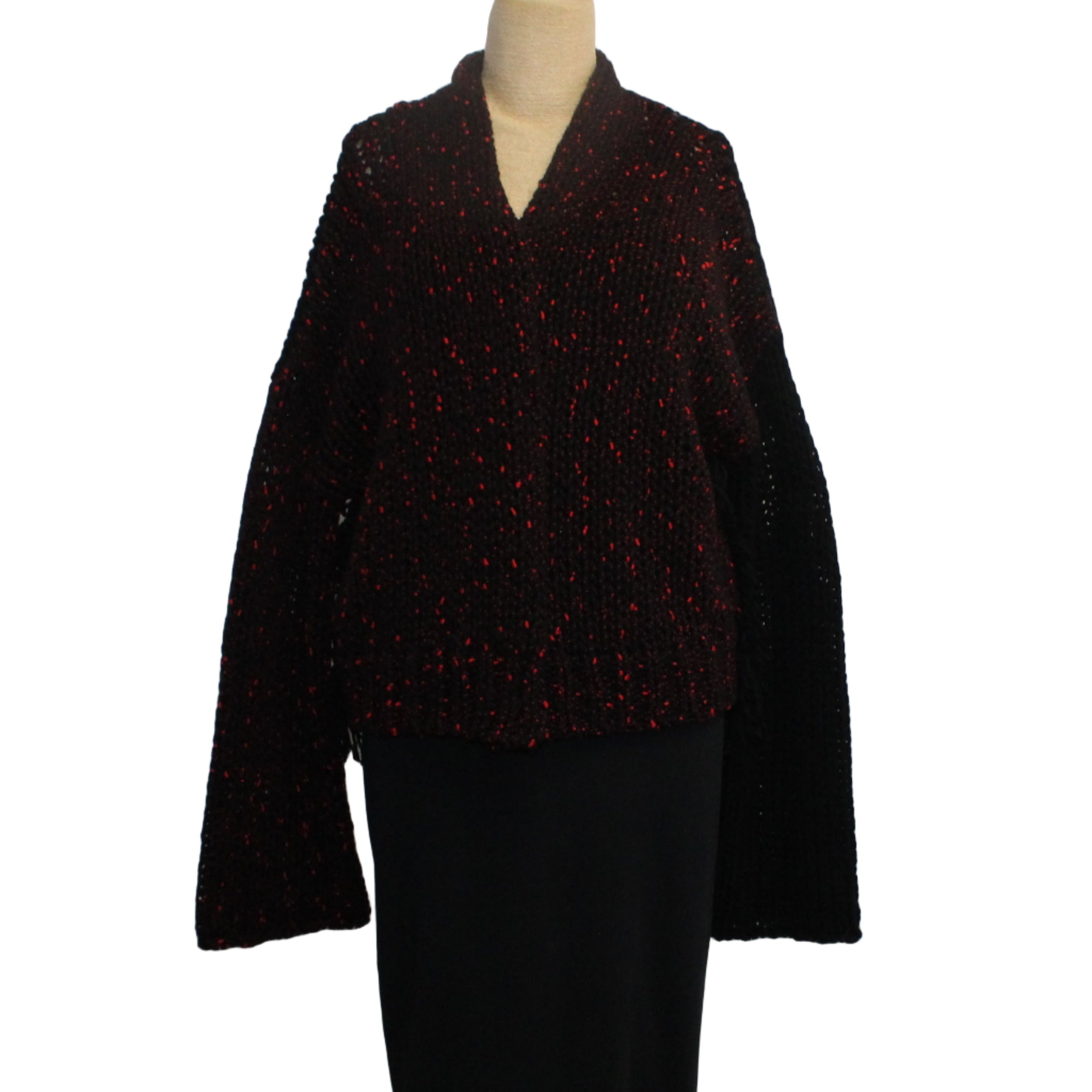 Pier Antonio Gaspari Cardigan, Bottonato, Black/Flame Red M & L