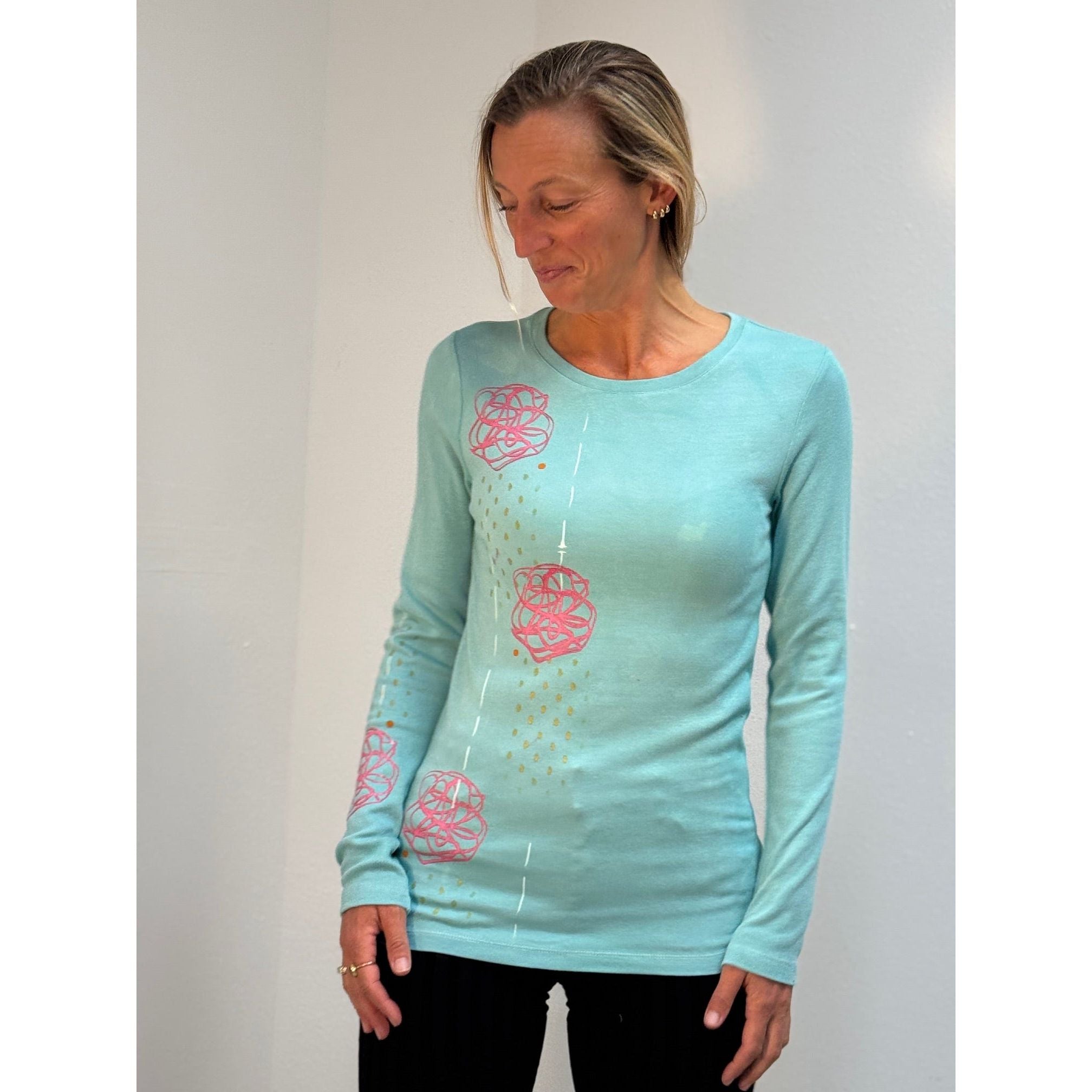 Holly Badgley Pullover, Cotton, Light Aqua, XS