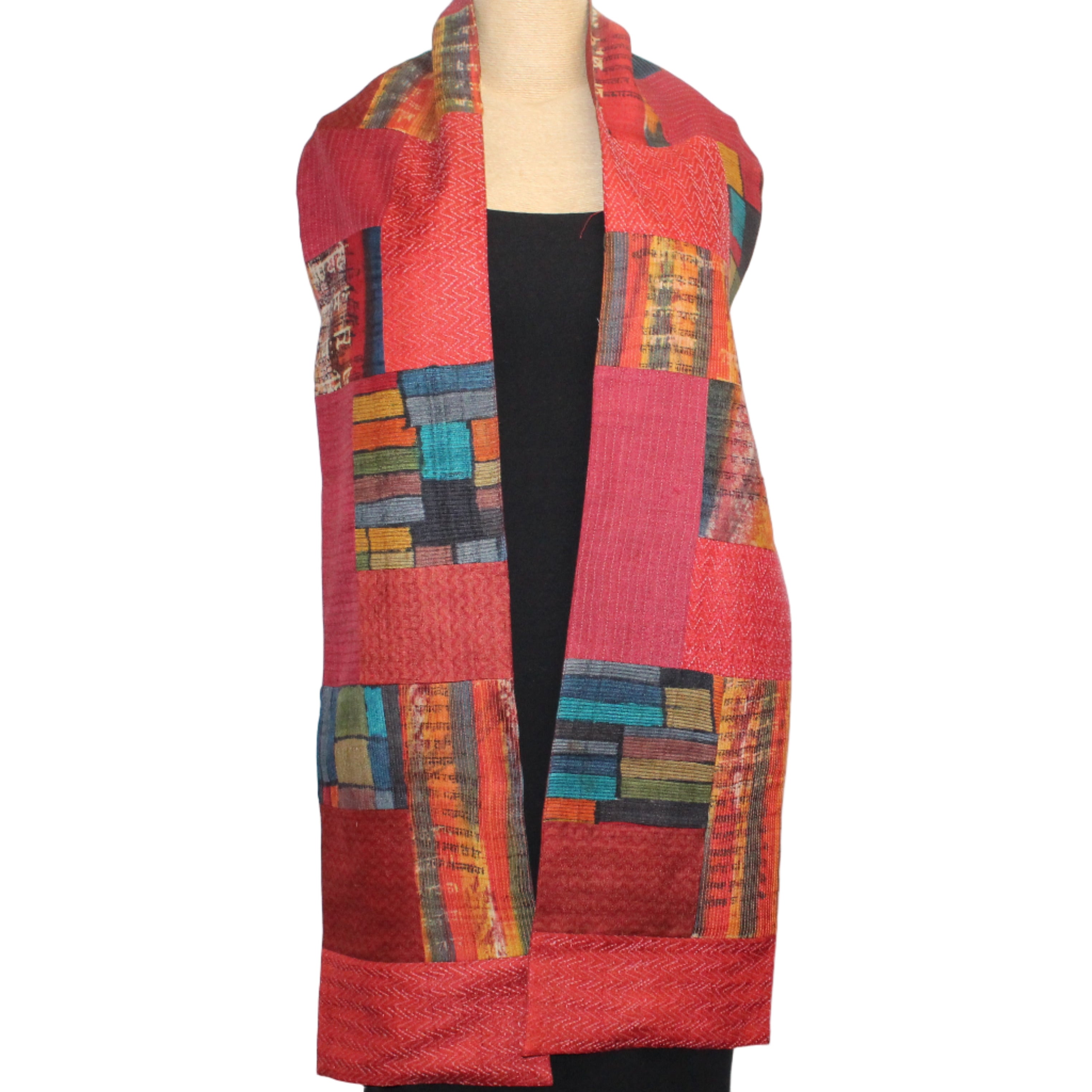 Darshan Shah Scarf/Stole, Red/Multi