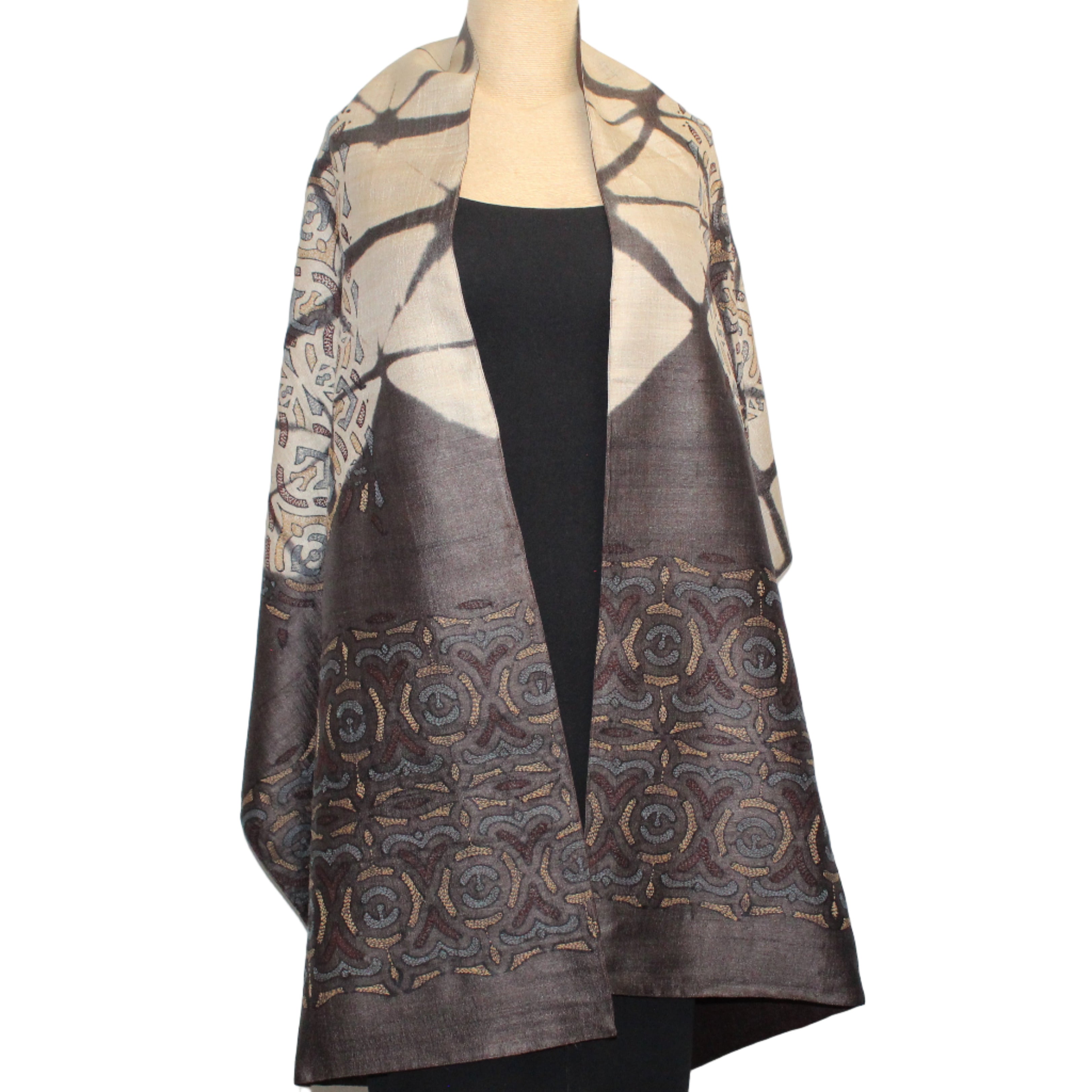 Darshan Shah Shawl/Scarf, Brown/Beige/Blue