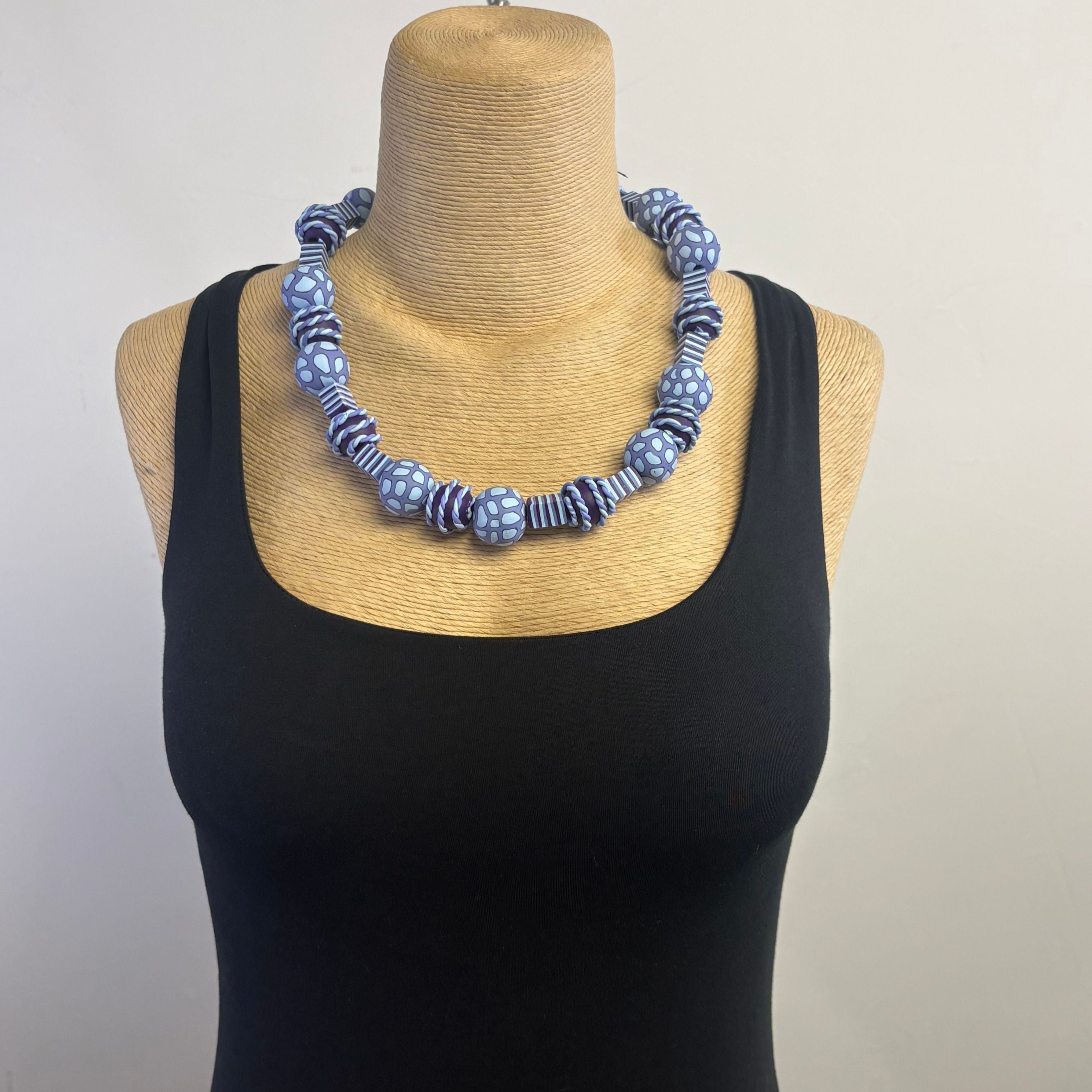 Dawn Siebel Long Choker, Stain Glass, Periwinkle & Lavender