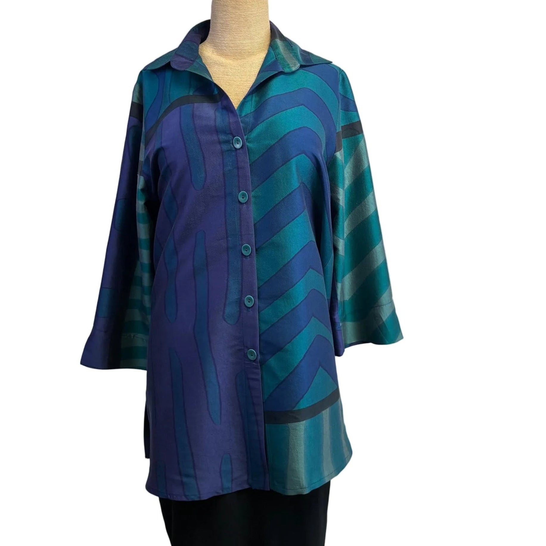 Kay Chapman Shirt,Dream, Patchwork, Turq/Purple, S