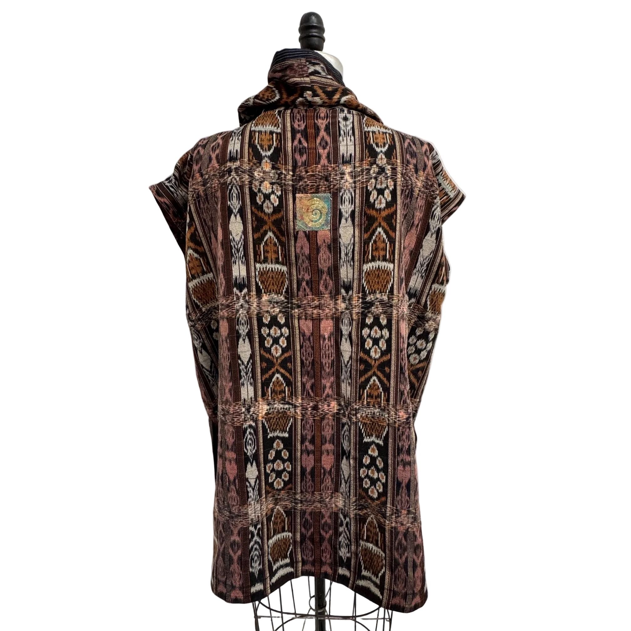 Holly Badgley Tunic, Cowl, Ikat Chocolate M/L