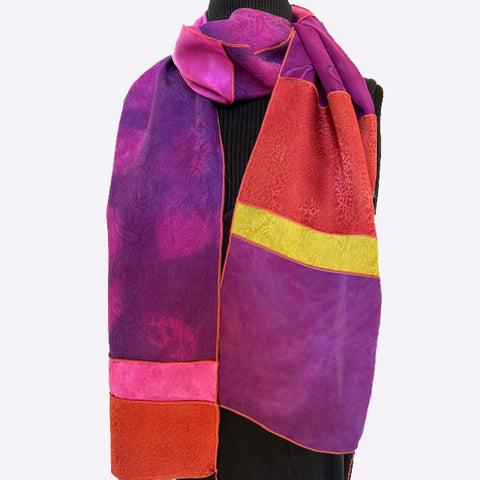 Judith Bird Scarf, SilkSingles, Purple/Magenta Dot