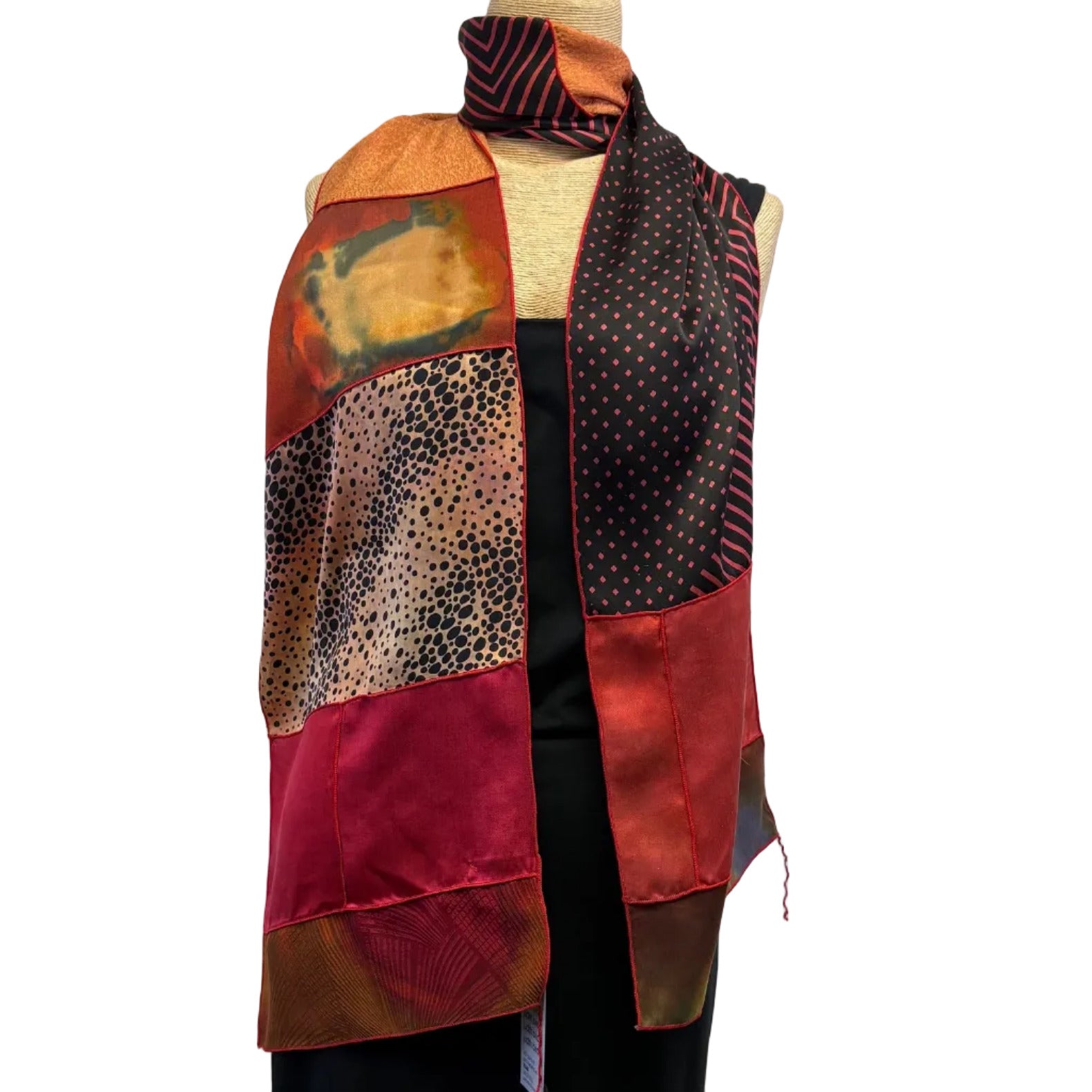 Judith Bird Scarf, SilkSingles, Reds/Gold/Black