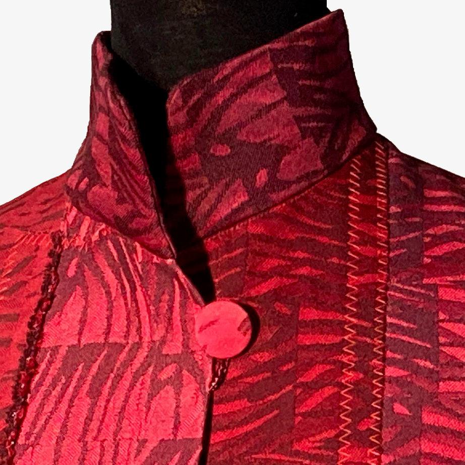 Joyce Wilkerson Vest, Jazz, Jacquard Reds, M