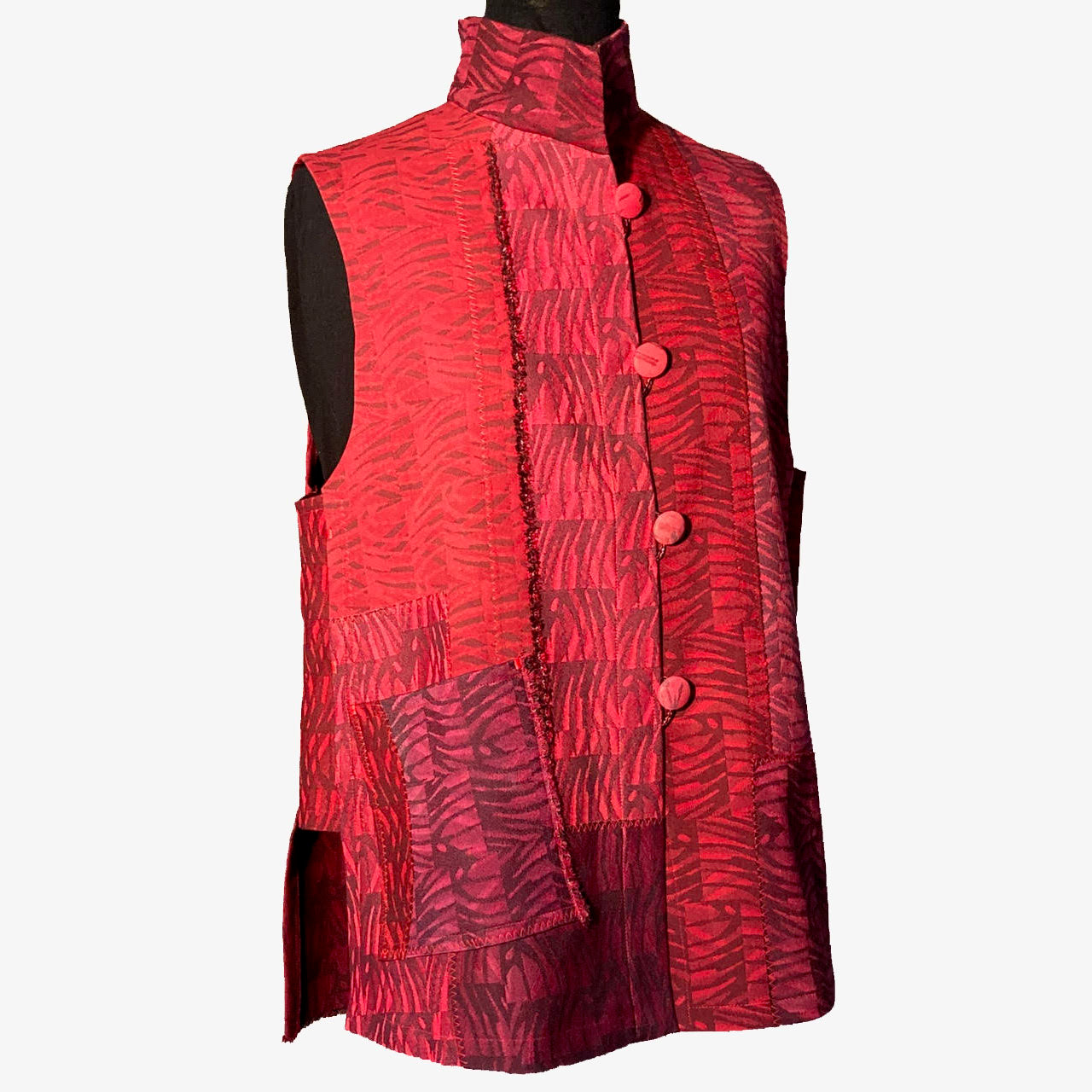 Joyce Wilkerson Vest, Jazz, Jacquard Reds, M