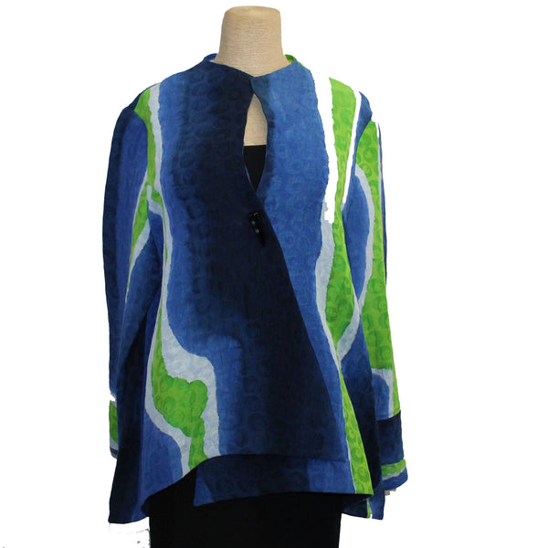 Kay Chapman Jacket, Asymmetrical, Islands, Blue/Navy/Lime, M