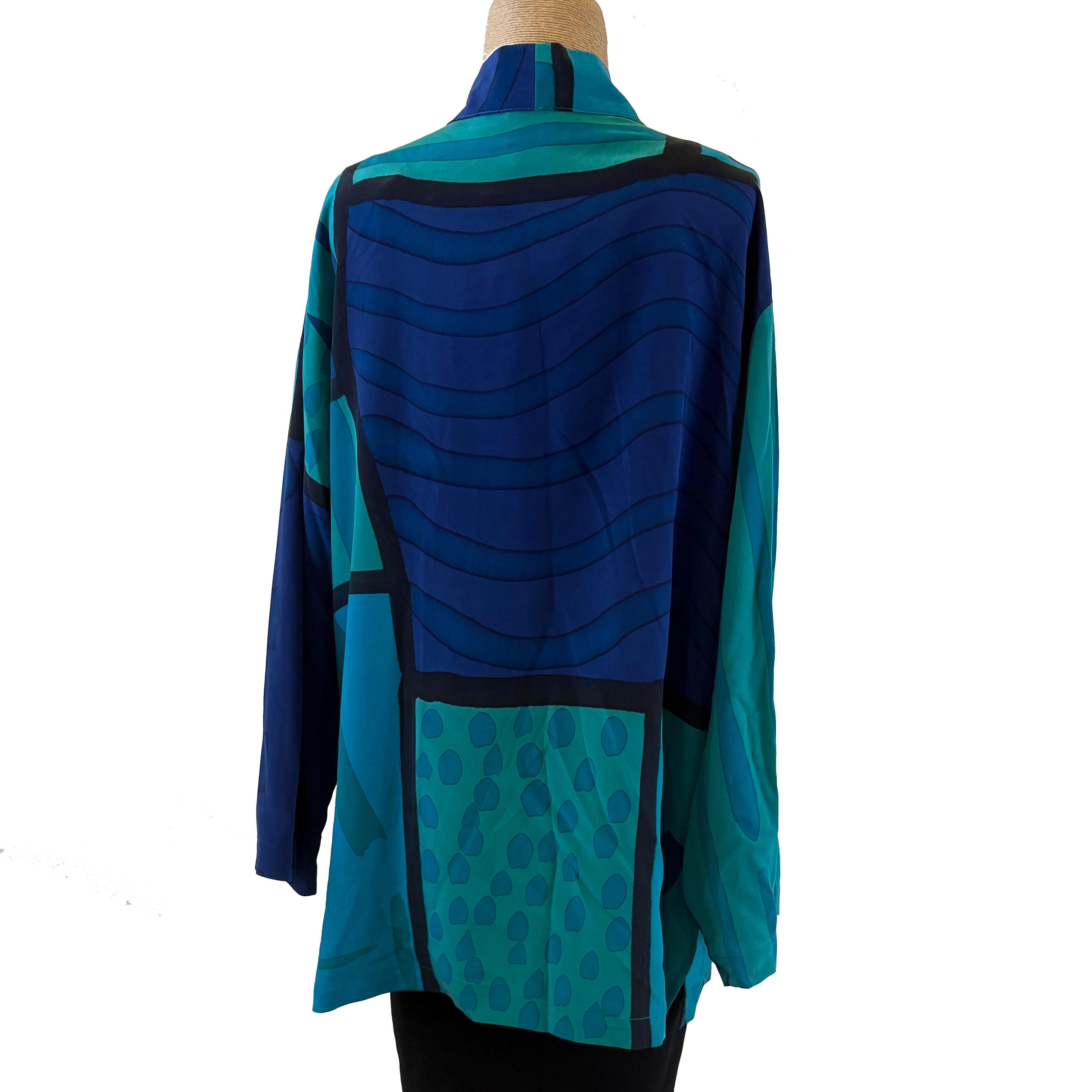 Kay Chapman Kimono, Patchwork, Turquoise/Blue/Green, M