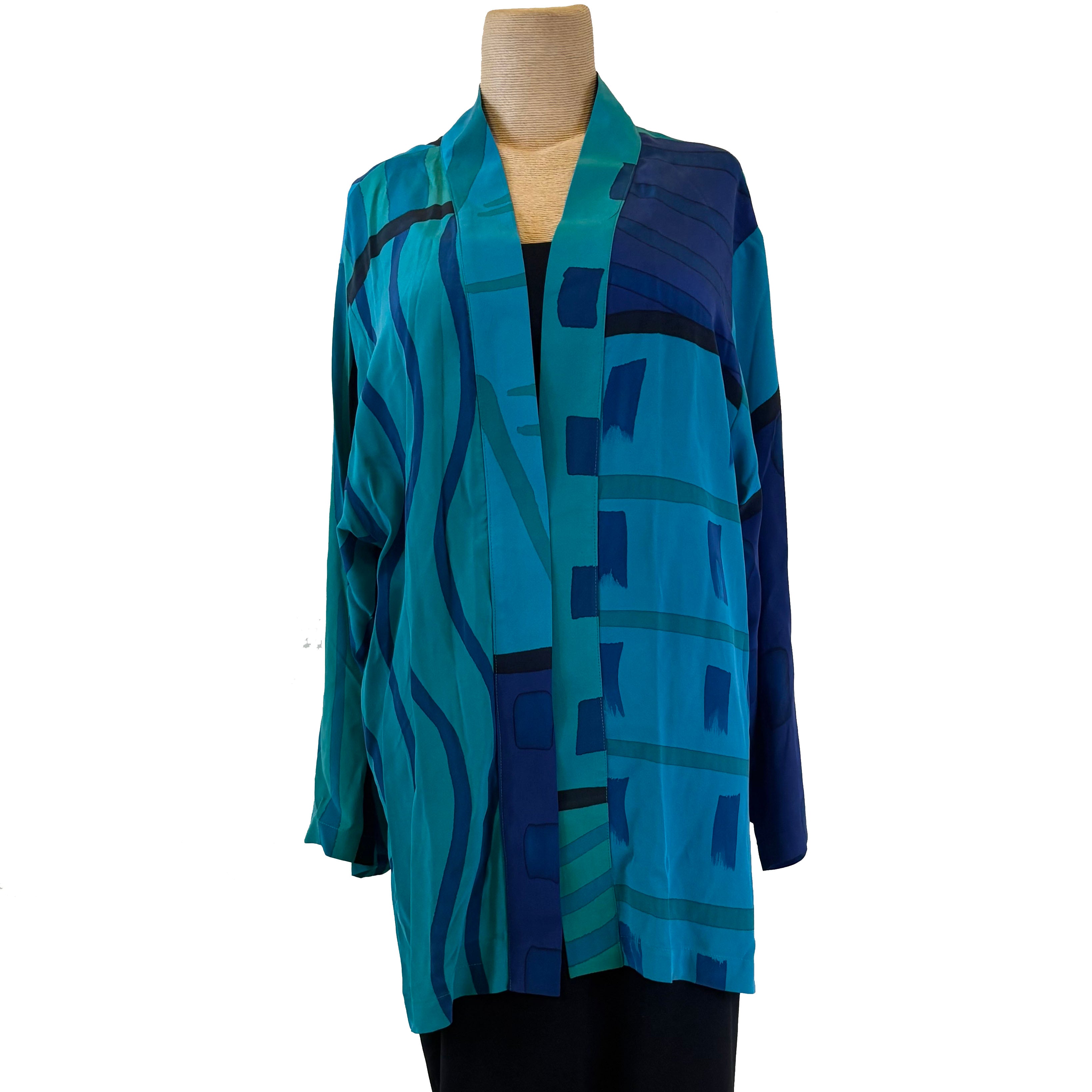 Kay Chapman Kimono, Patchwork, Turquoise/Blue/Green, M
