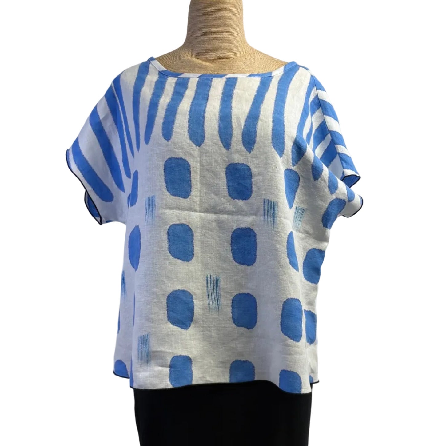 Kay Chapman Top, Rain, White/Blue, M