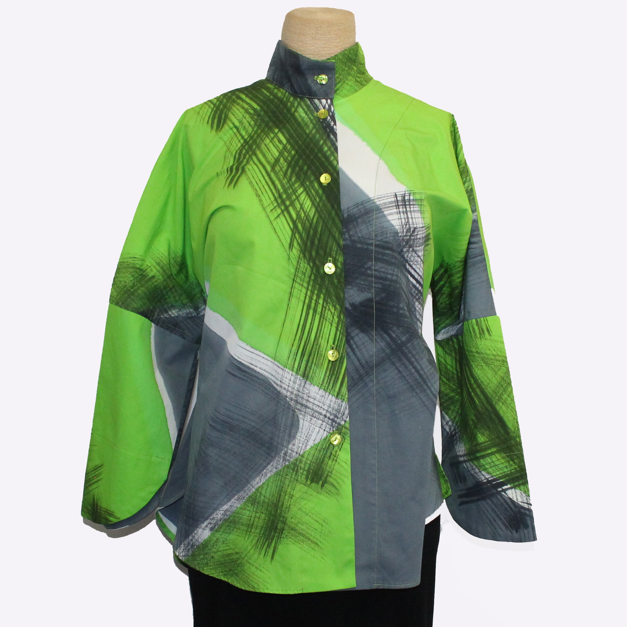 Kay Chapman Shirt, Pasadena, Lime/Grey, M