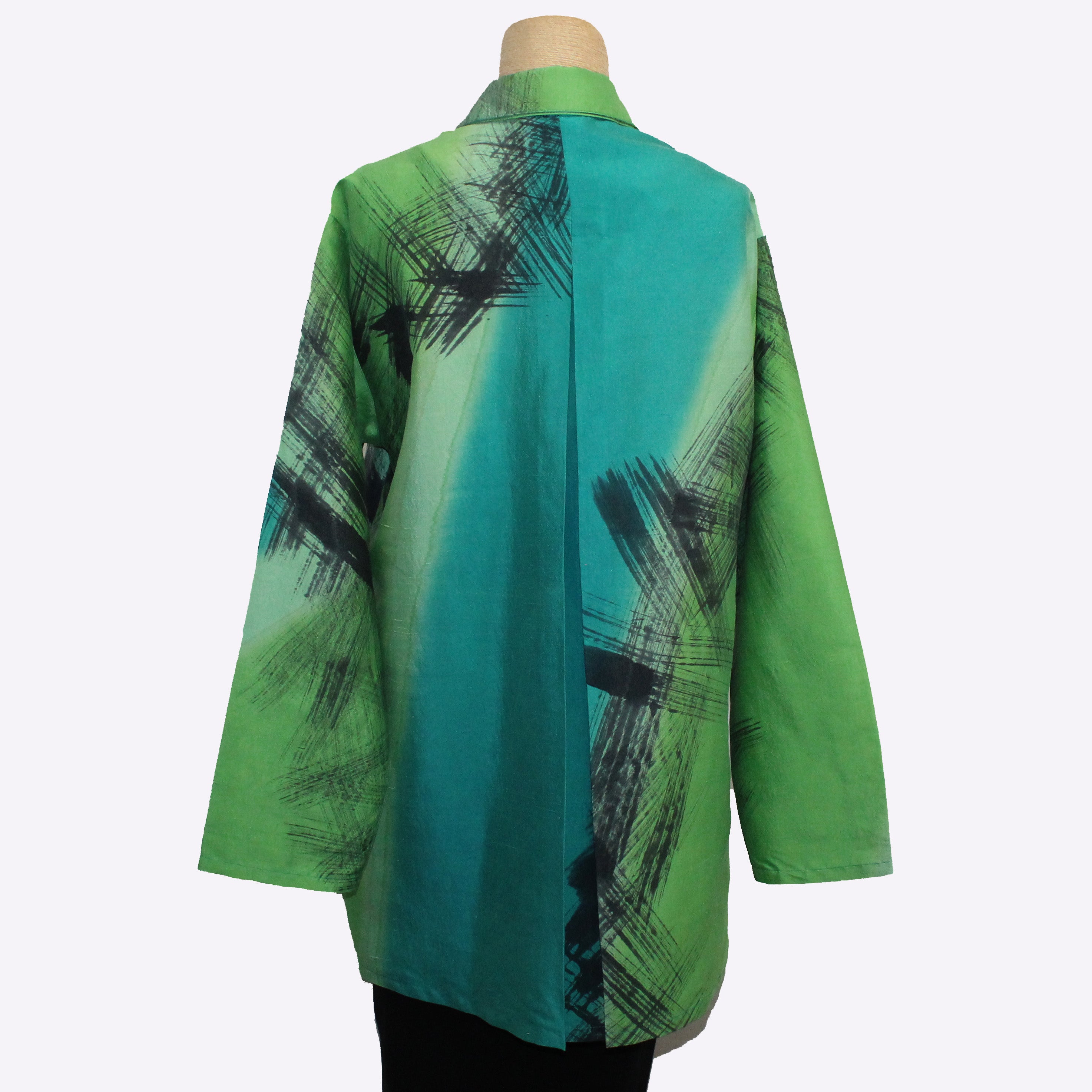 Kay Chapman Shirt, Double Collar, Lime/Turquoise, S