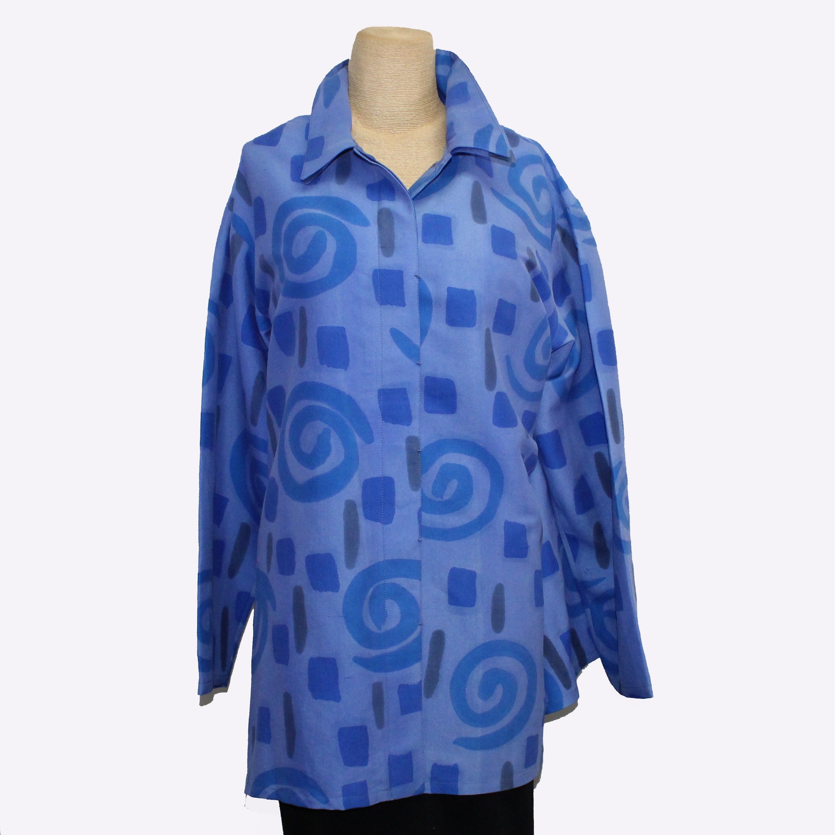 Kay Chapman Shirt, Double Collar, Spiral, Lavender/Periwinkle, S