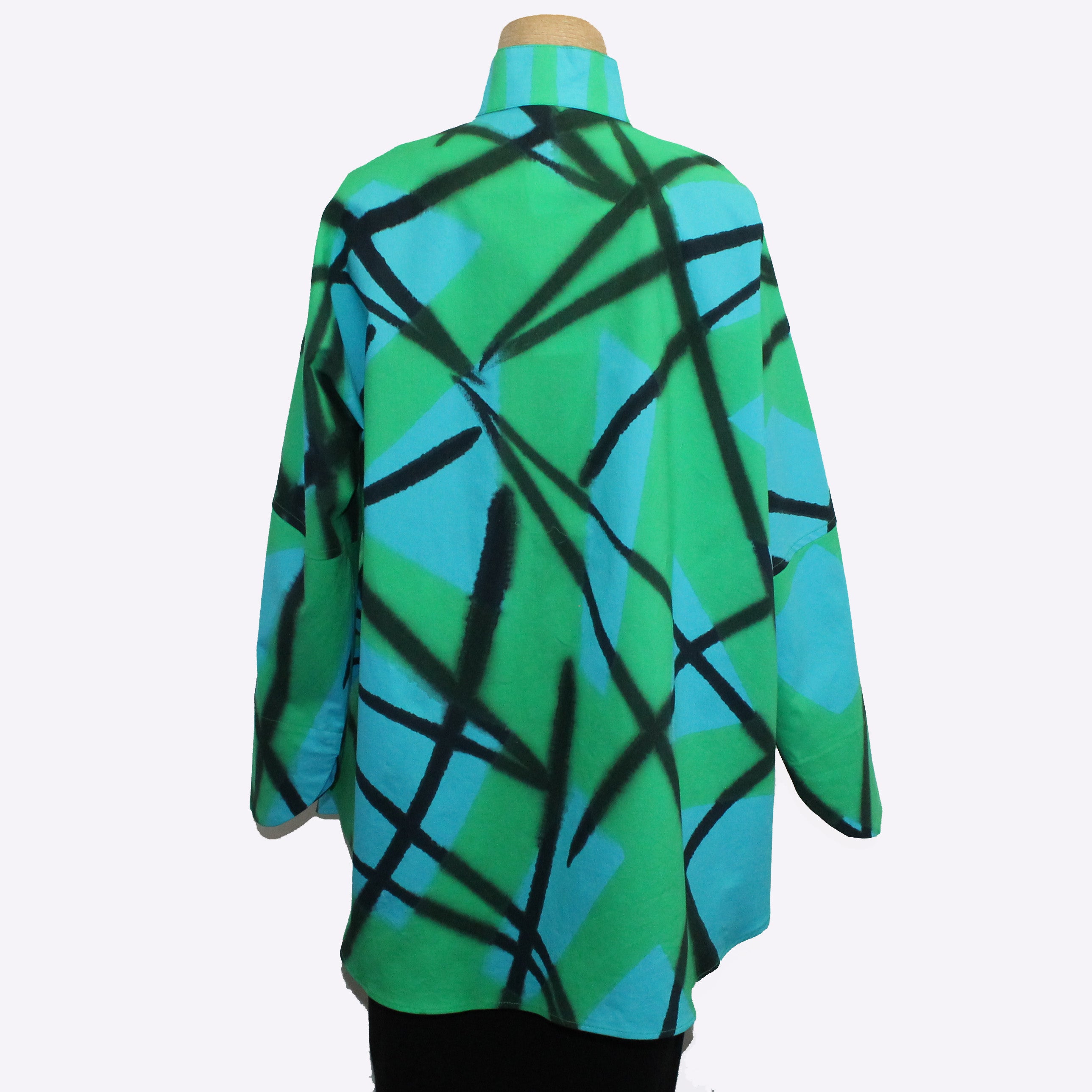 Kay Chapman Shirt, Pasadena, Graffiti, Lime/Turquoise, XL
