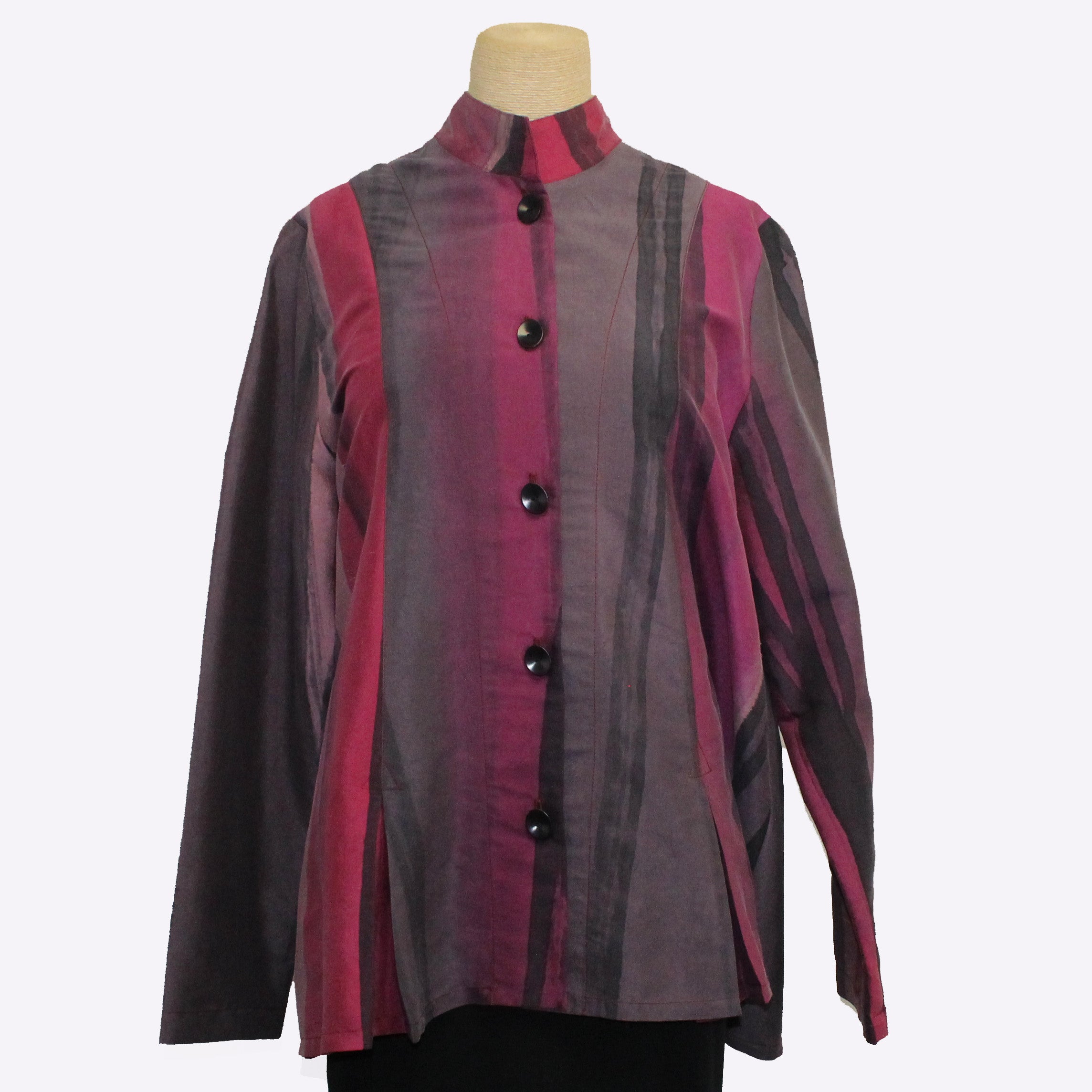 Kay Chapman Shirt, Pleated, Branch, Pink/Grey, S