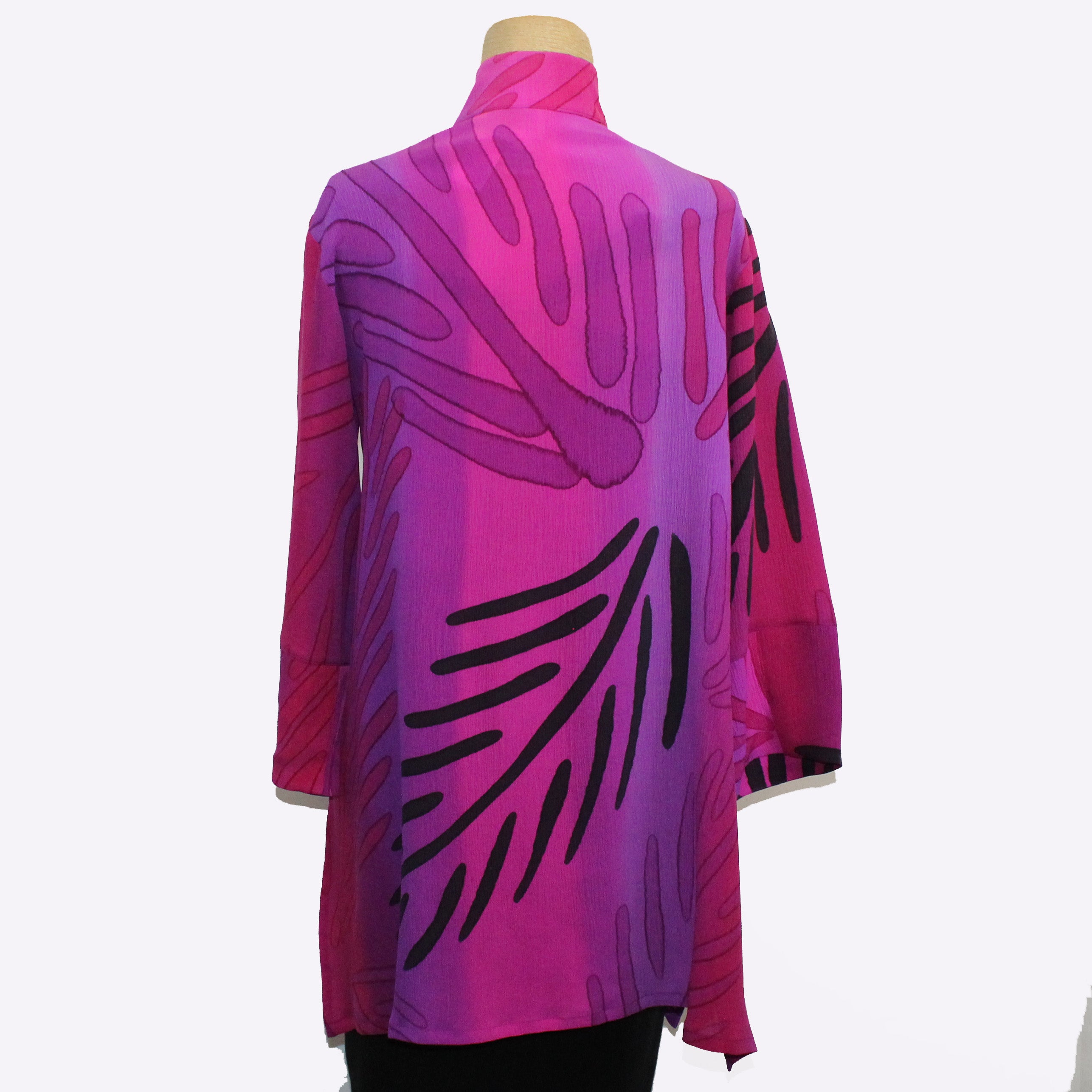 Kay Chapman Shirt, Split Sleeve, Palms, Fuchsia/Violet, XS