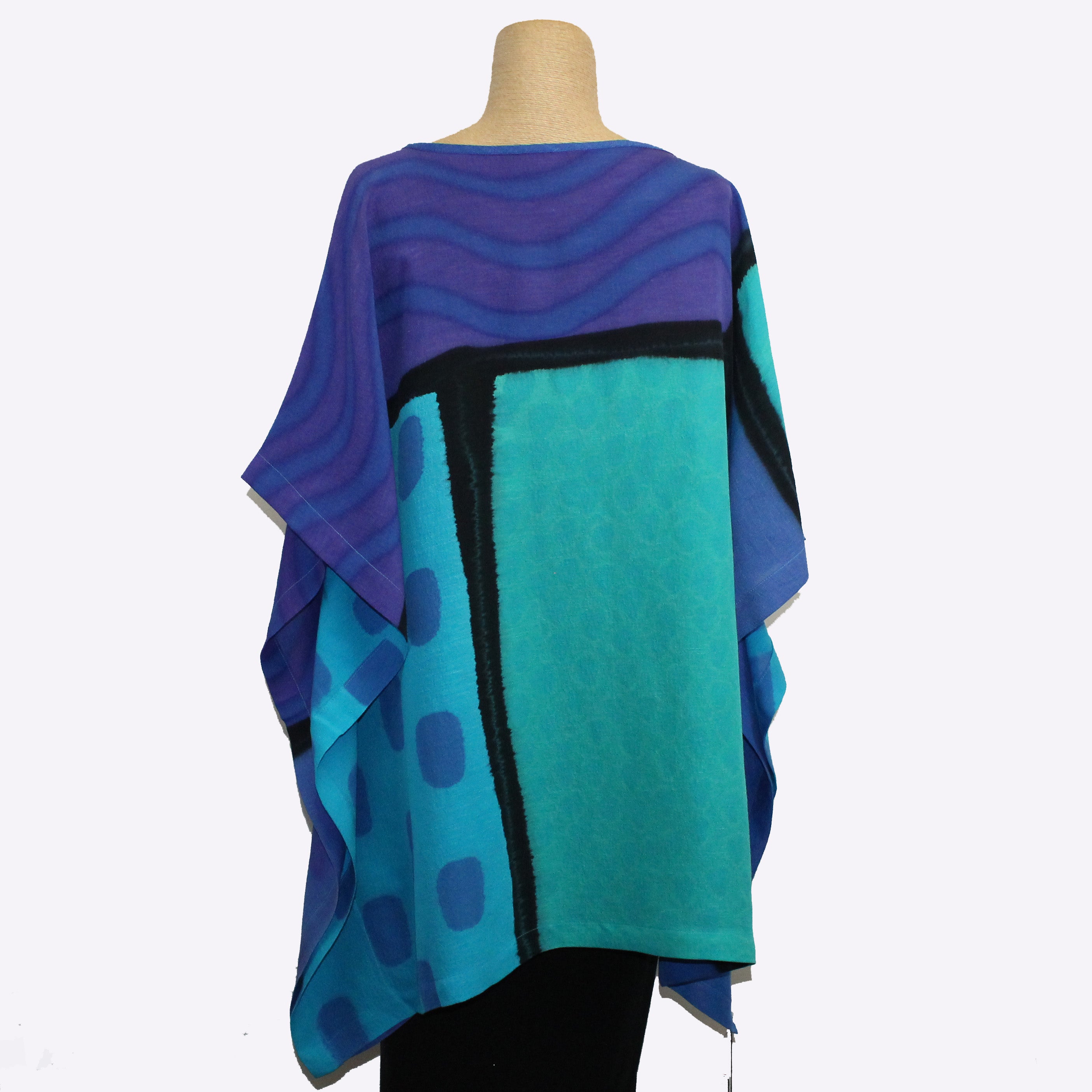 Kay Chapman Tunic, Jerry, Patchwork, Turquoise/Periwinkle/Purple, OS