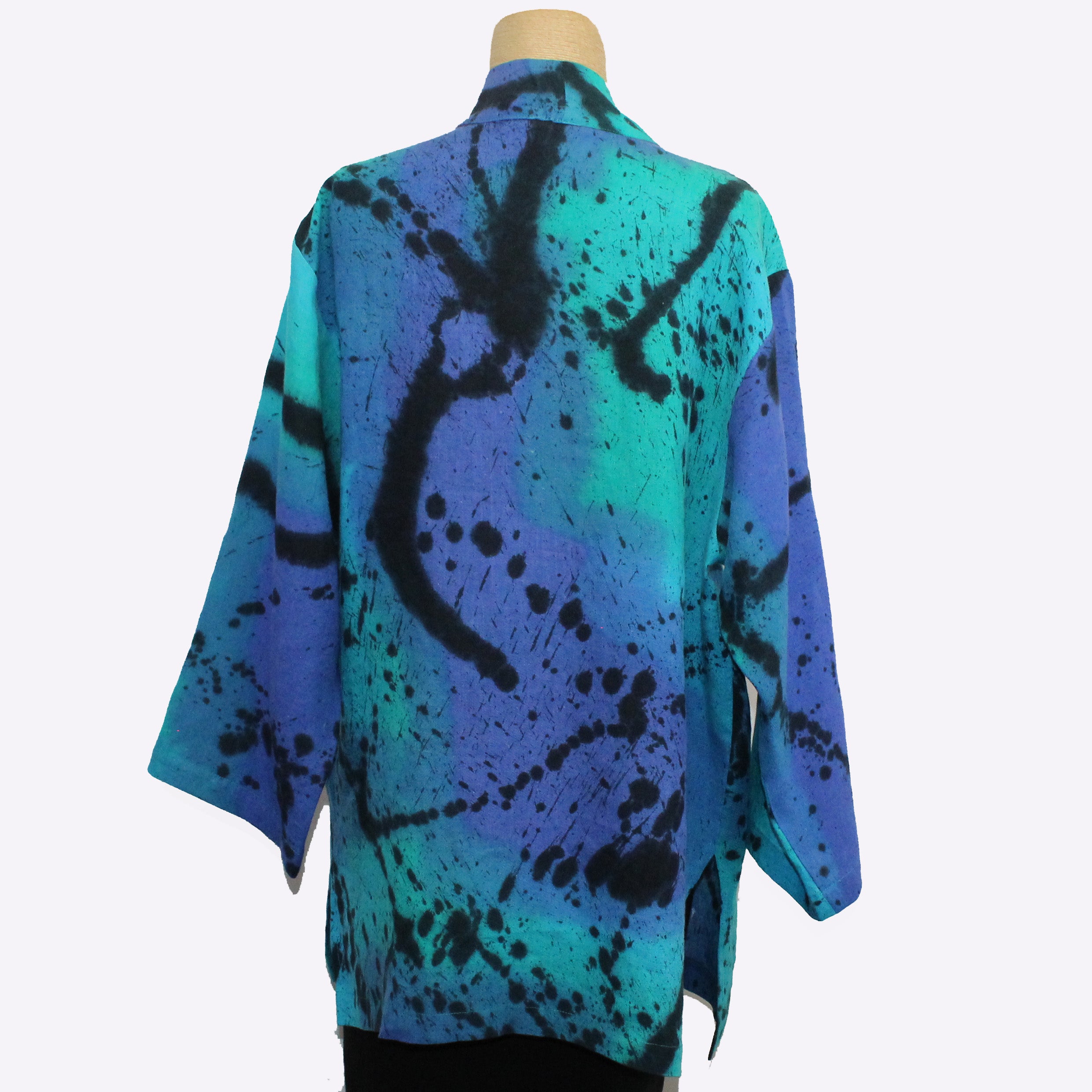 Kay Chapman Kimono, Splatter, Turquoise/Purple, S
