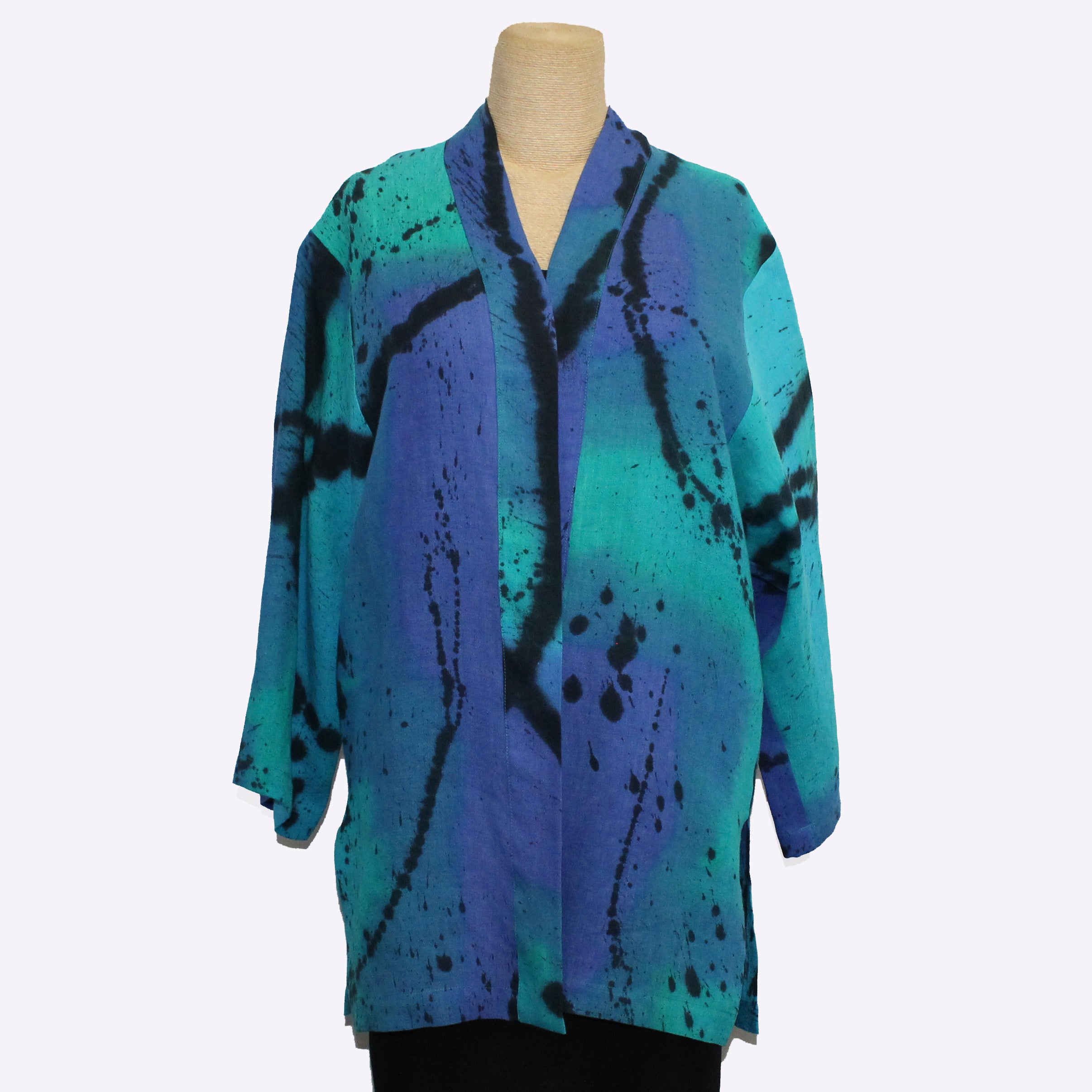 Kay Chapman Kimono, Splatter, Turquoise/Purple, S