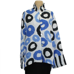 Kay Chapman Jacket, Loop Button, Circles, Blue/White/Black, L