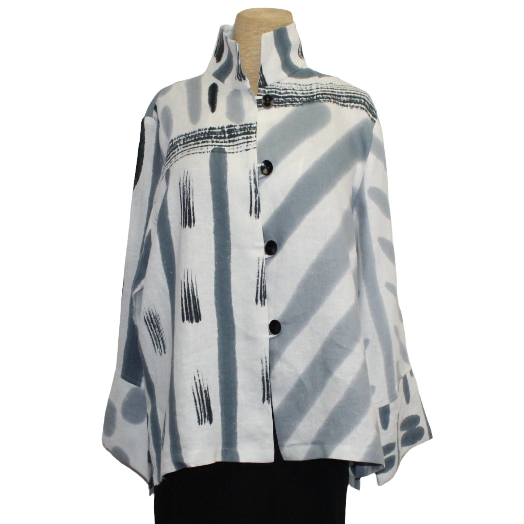 Kay Chapman Jacket, Button Loop, Why Not, White/Black/Grey, M/L