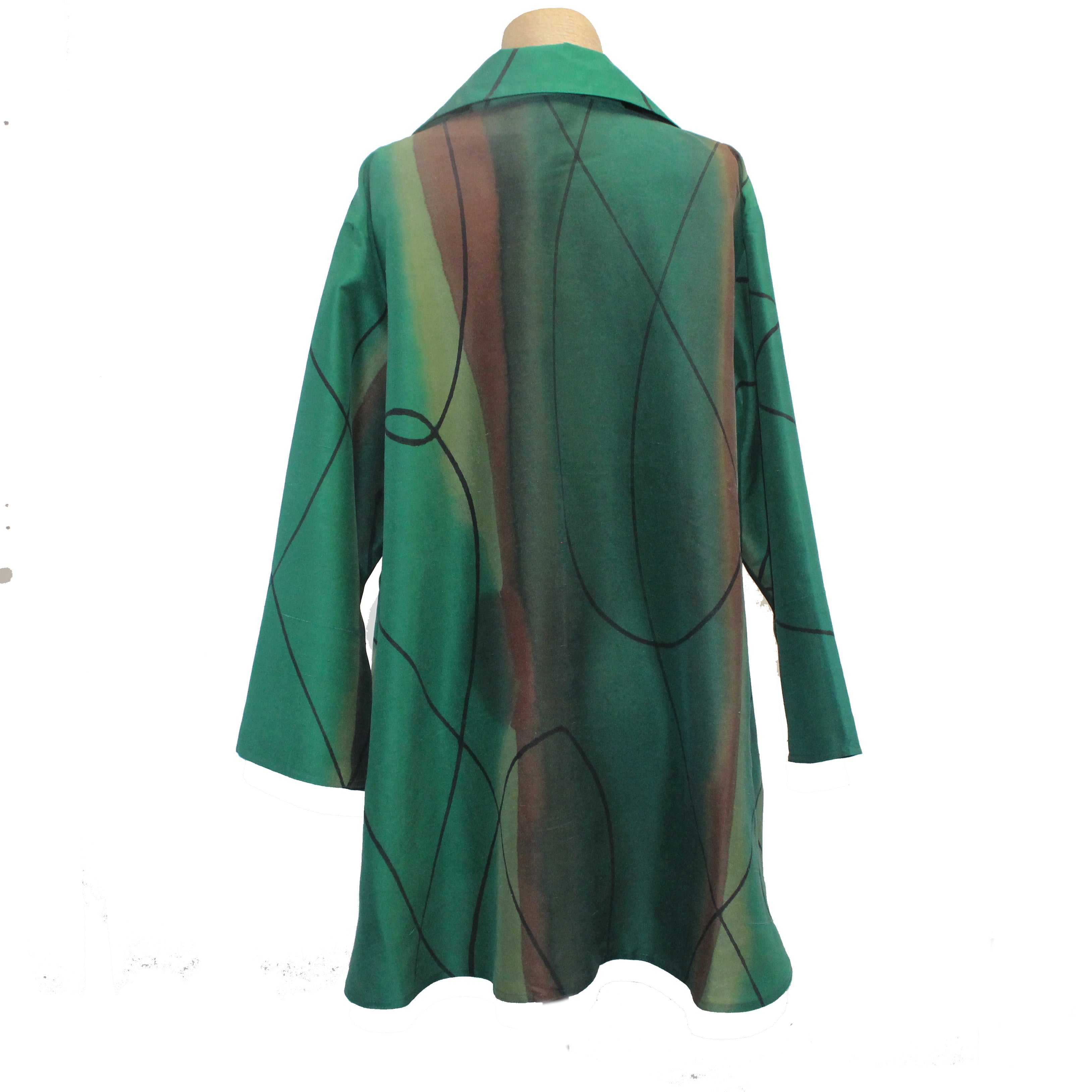 Kay Chapman Shirt, Swing, Miro, Green/Rust,/Lime, L