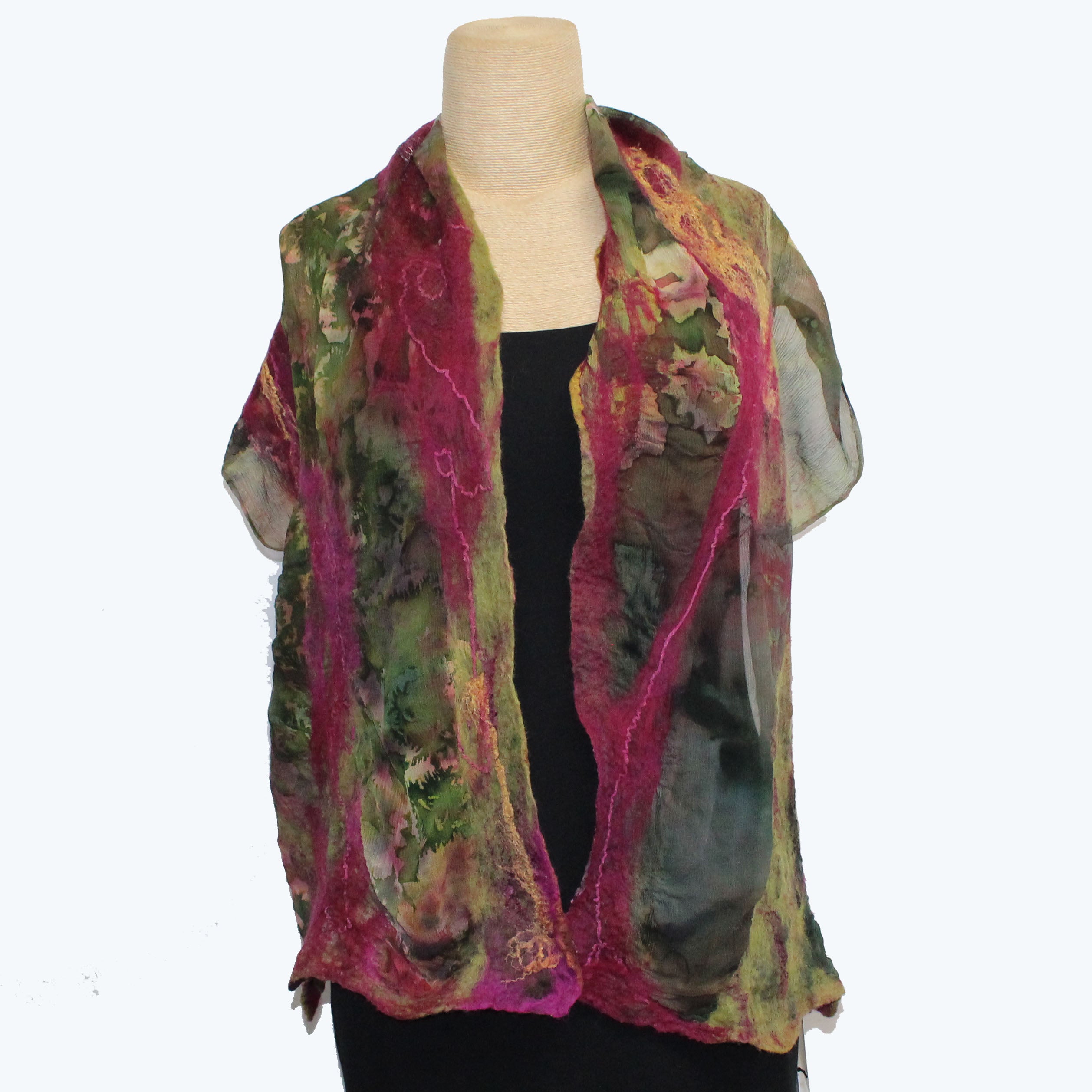 Lyndy Runyon Scarf, Green/Gold/Berry