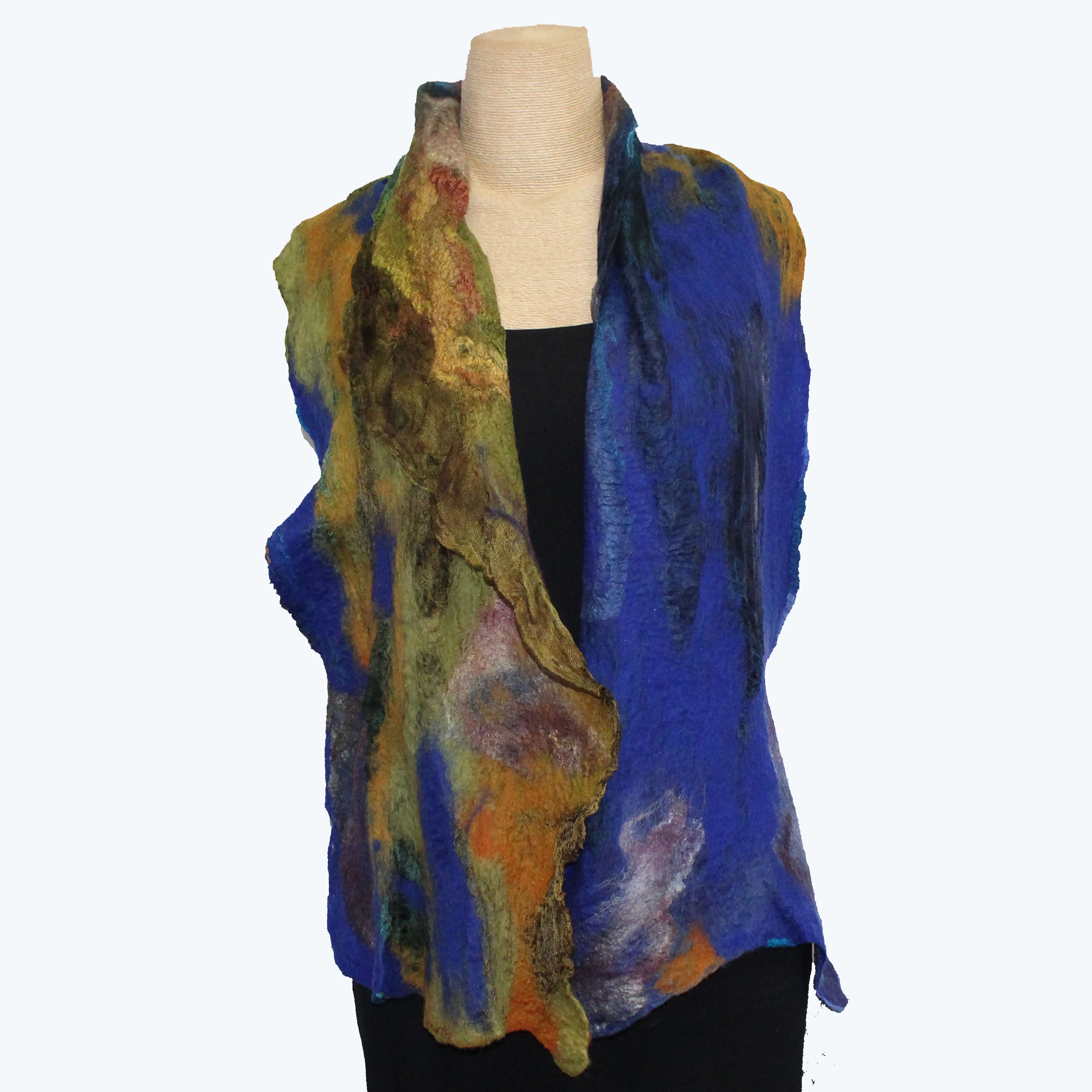 Lyndy Runyon Scarf, Gold/Green/Purple/Blue