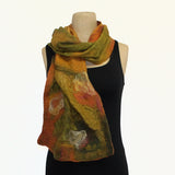 Lyndy Runyon Scarf, Felted, Marigold/Orange/Green/Brown