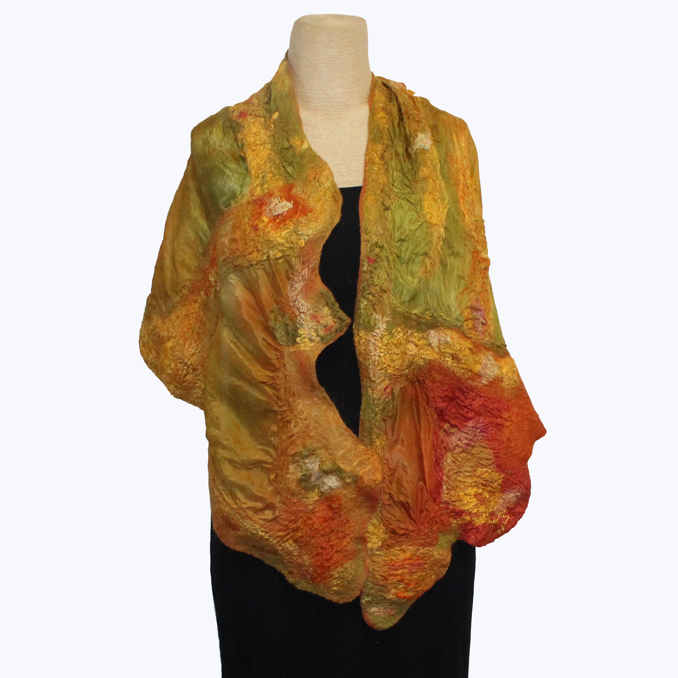 Lyndy Runyon Scarf, Orange/Gold/Green