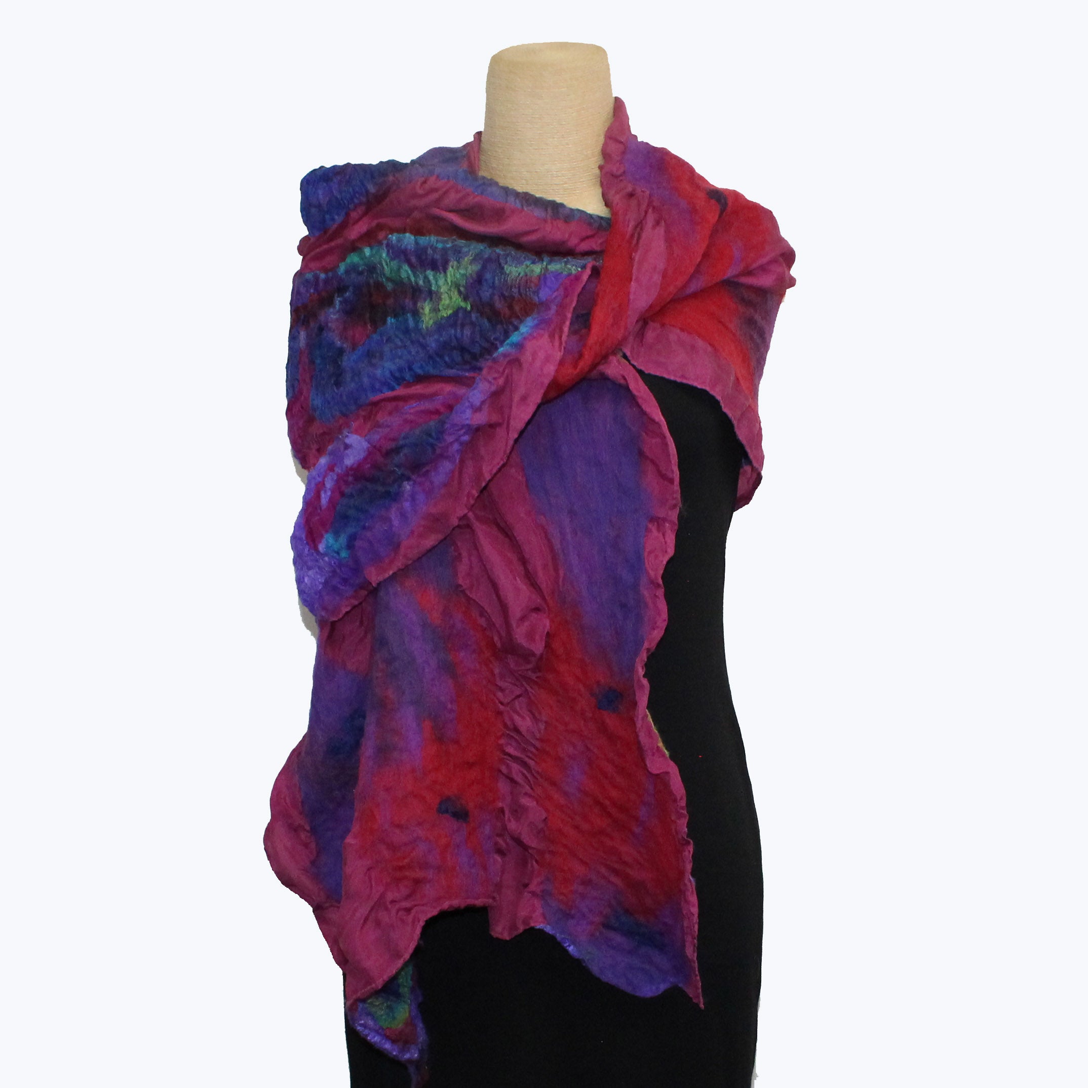 Lyndy Runyon Shawl, Purple/Magenta/Blues/Green