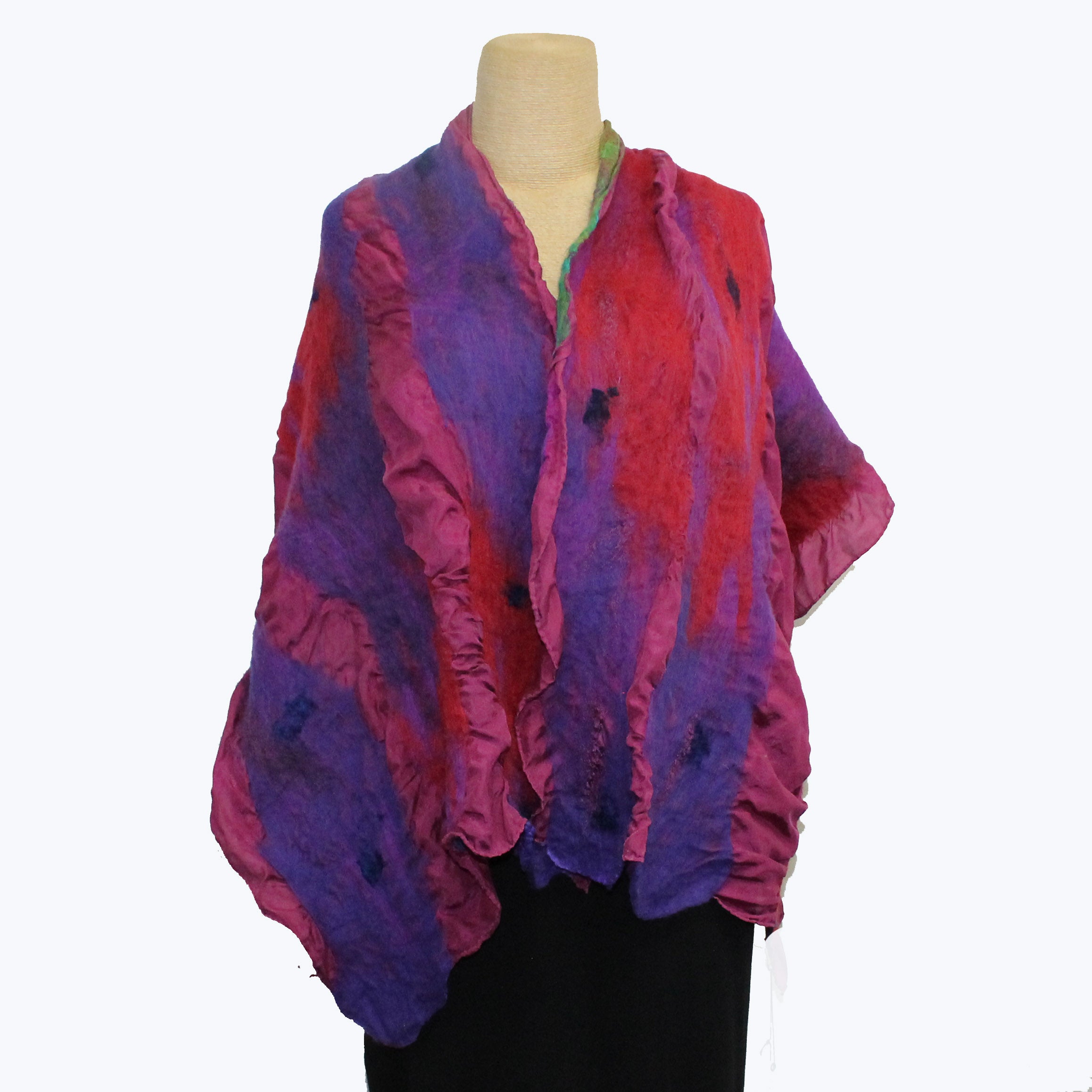 Lyndy Runyon Shawl, Purple/Magenta/Blues/Green